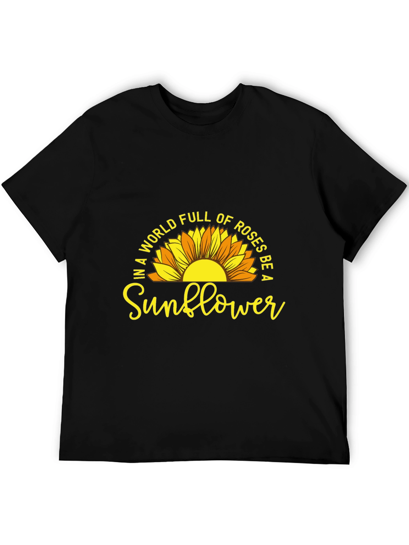 Black Be a Sunflower Graphic T-Shirt - Positive Vibes view 5