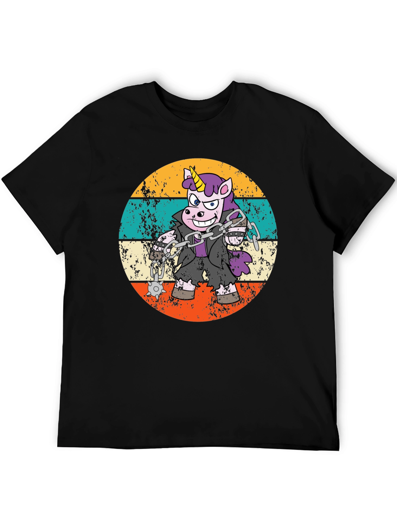 Black Retro Zombie Unicorn T-Shirt view 5