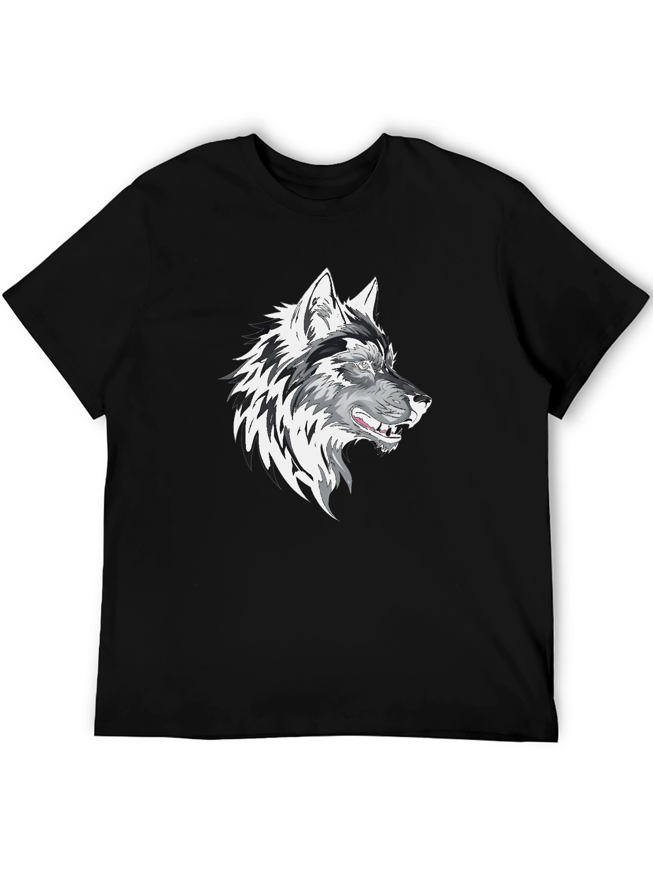 Black Wolf Graphic Print Men's T-Shirt view 5