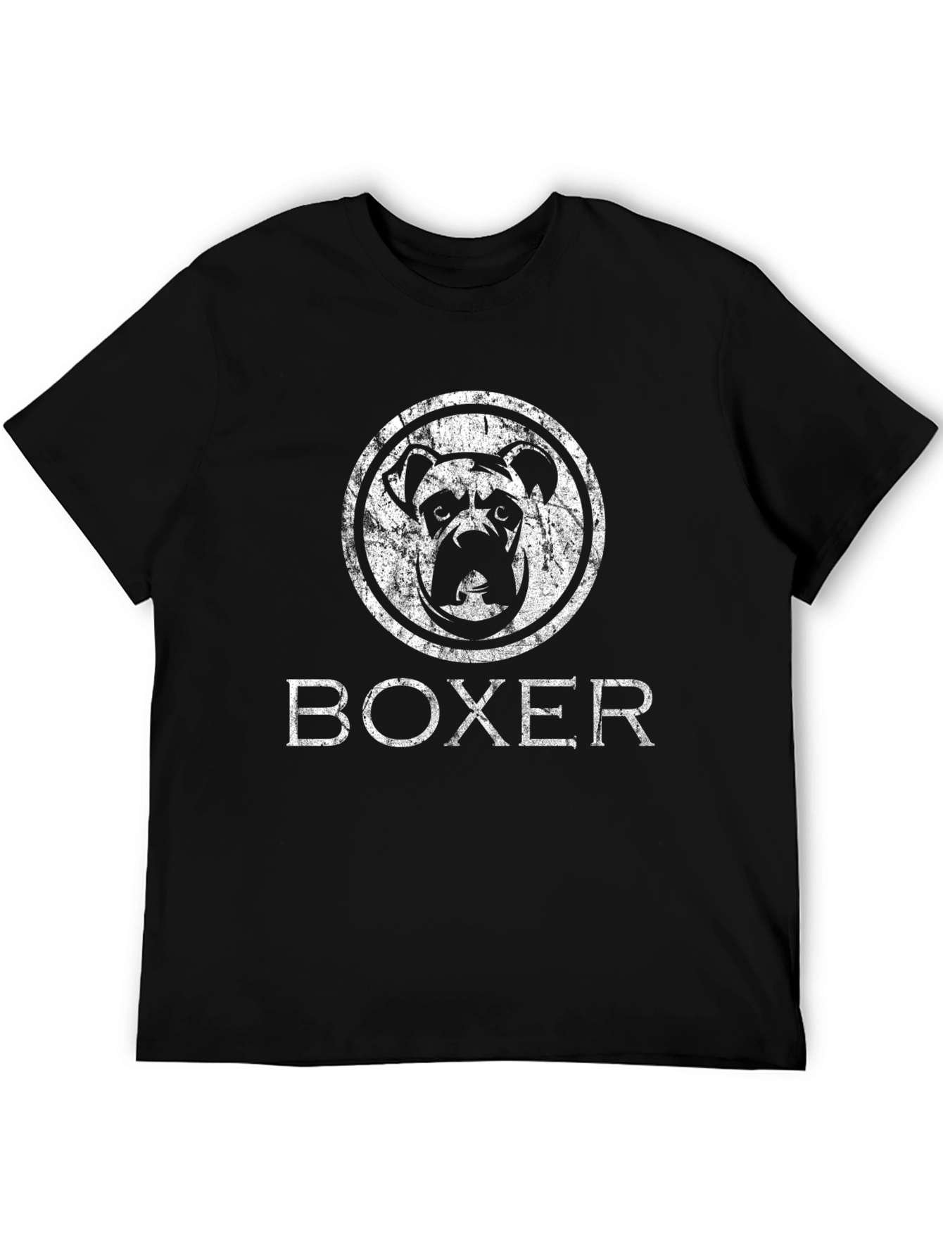 Black Distressed Boxer Dog Graphic T-Shirt view 5