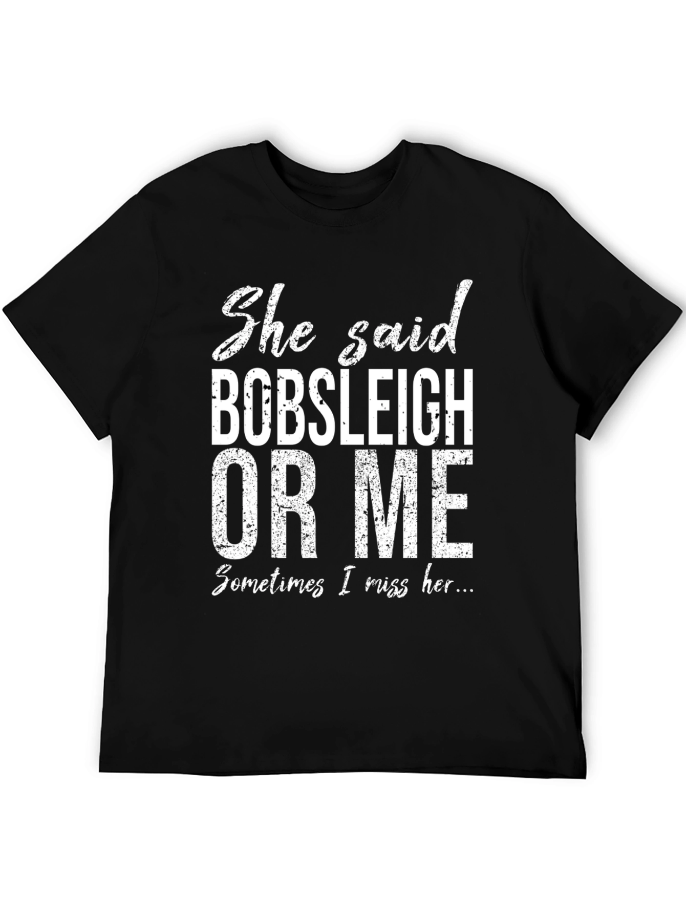 Black Bobsleigh or Me Funny Graphic Tee view 5