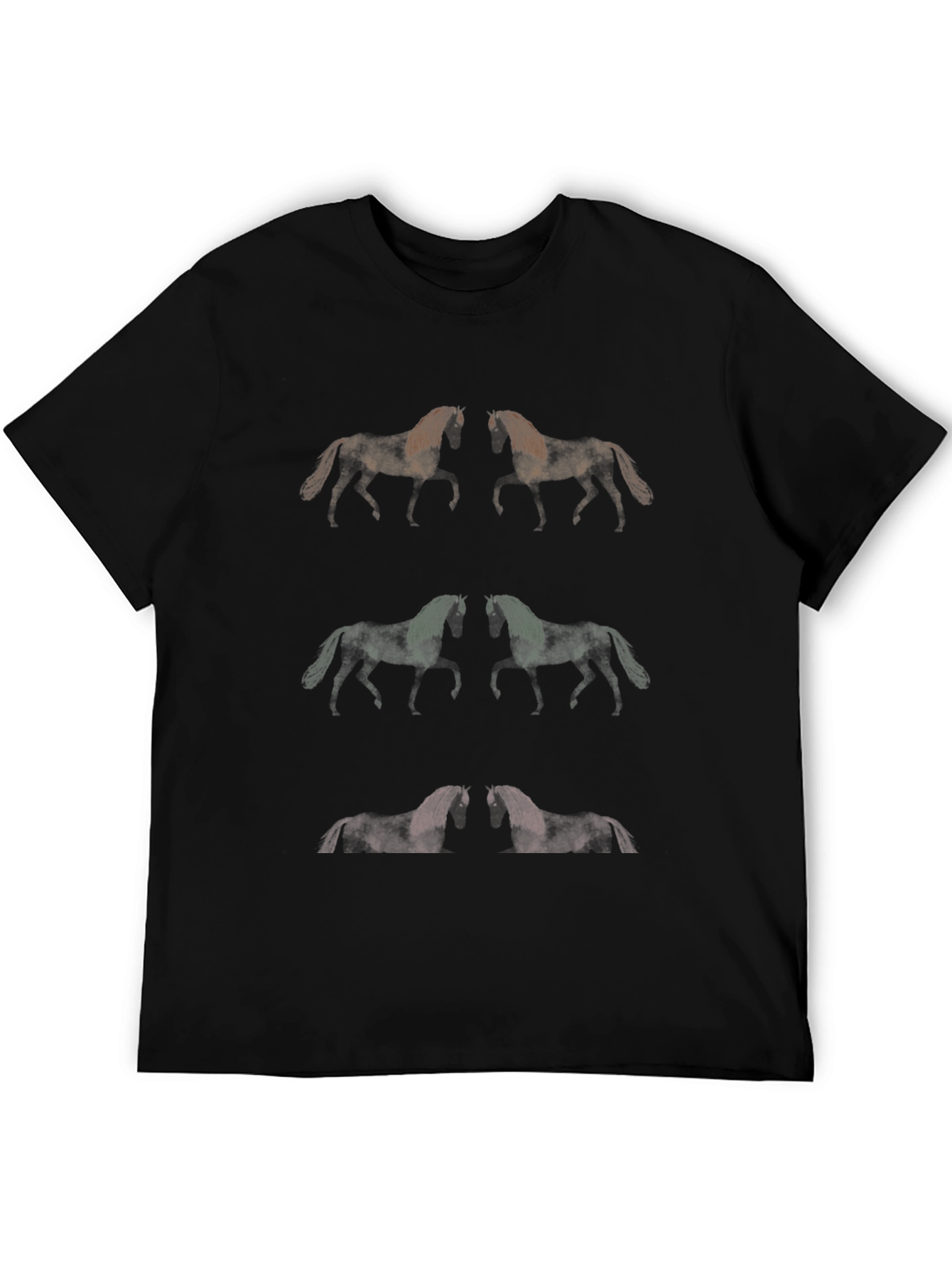 Black Horse Pattern Graphic Tee - Unique Men's T-Shirt view 5