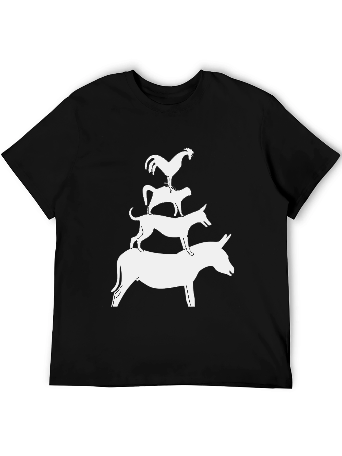 Black Bremen Town Musicians Graphic T-Shirt - Stacked Animal Tee view 5