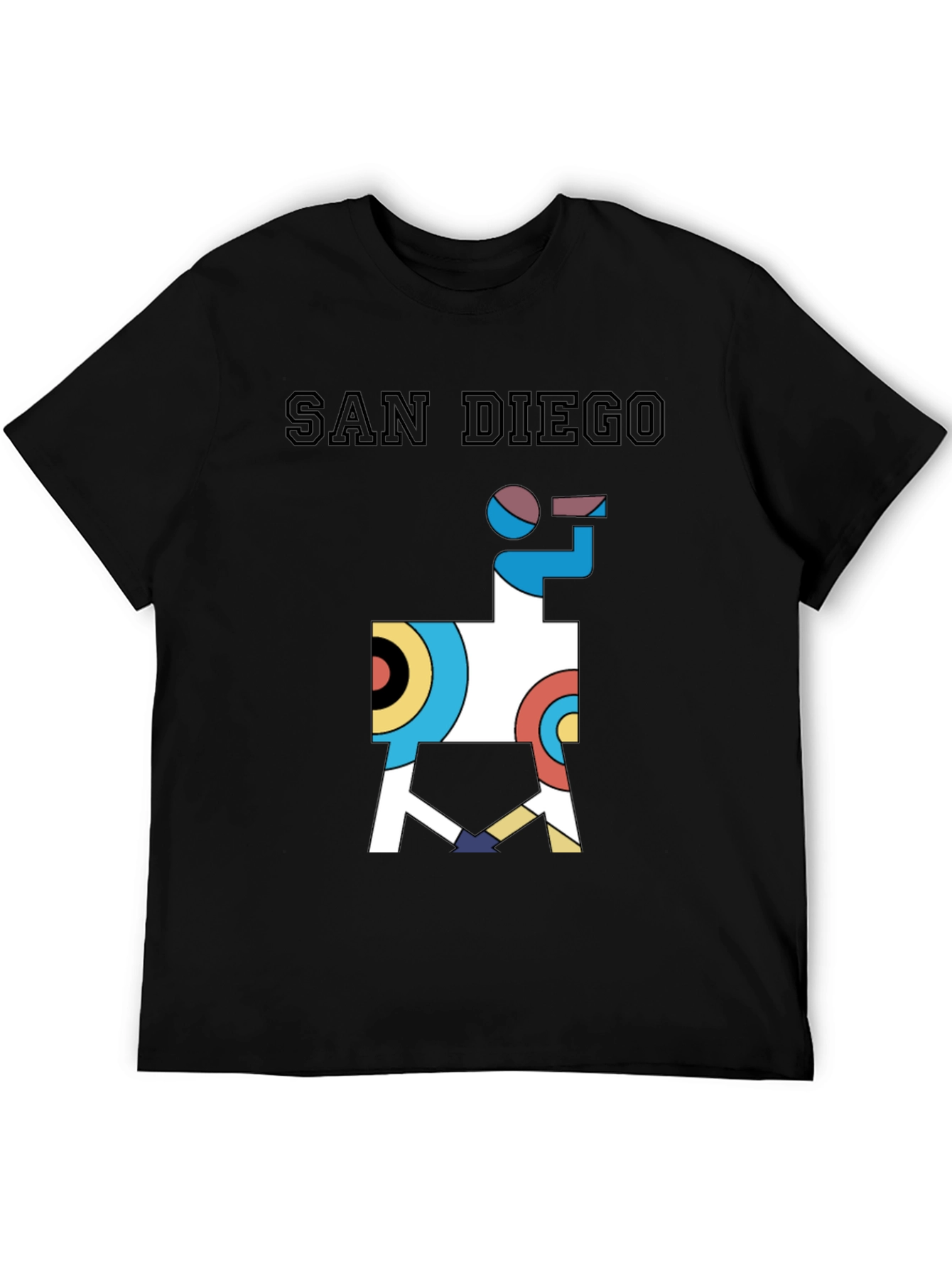 Black San Diego Graphic Tee - Abstract Geometric Llama Shirt view 5