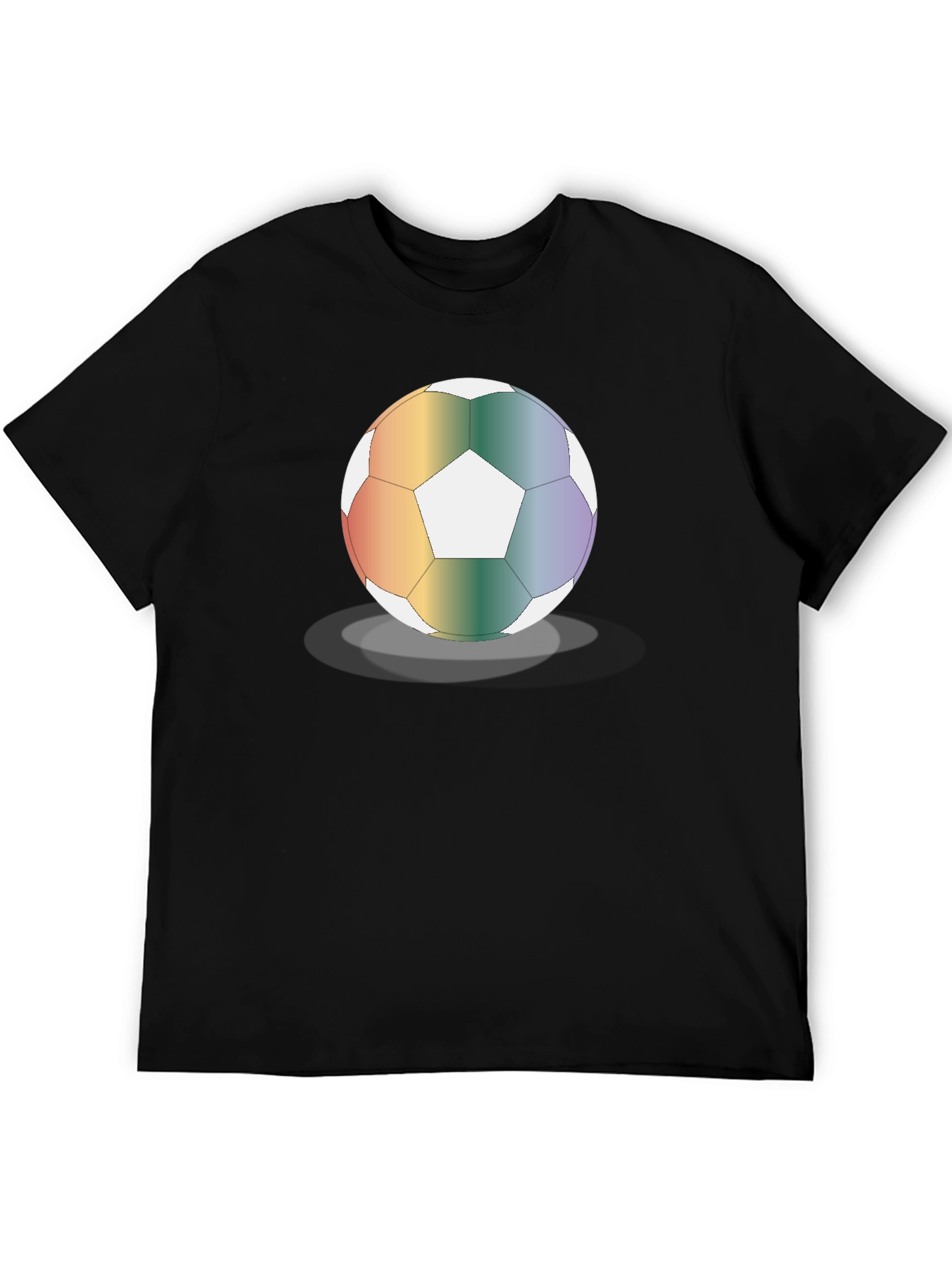 Black Rainbow Soccer Ball Graphic Tee - Stylish & Unique view 5