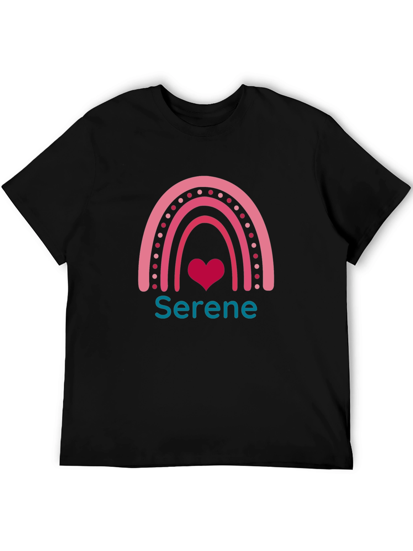 Black Serene Rainbow Heart Graphic Tee - Unisex view 5