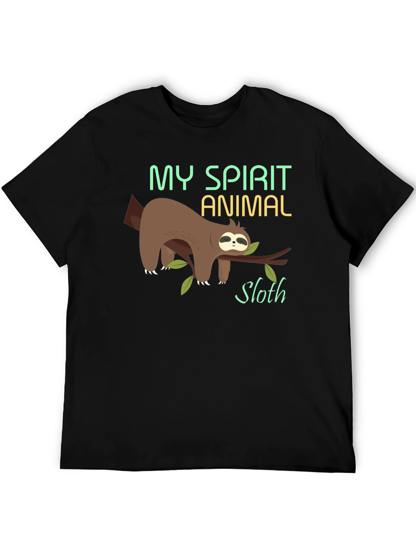 Black My Spirit Animal Sloth T-Shirt - Funny Lazy Tee view 5