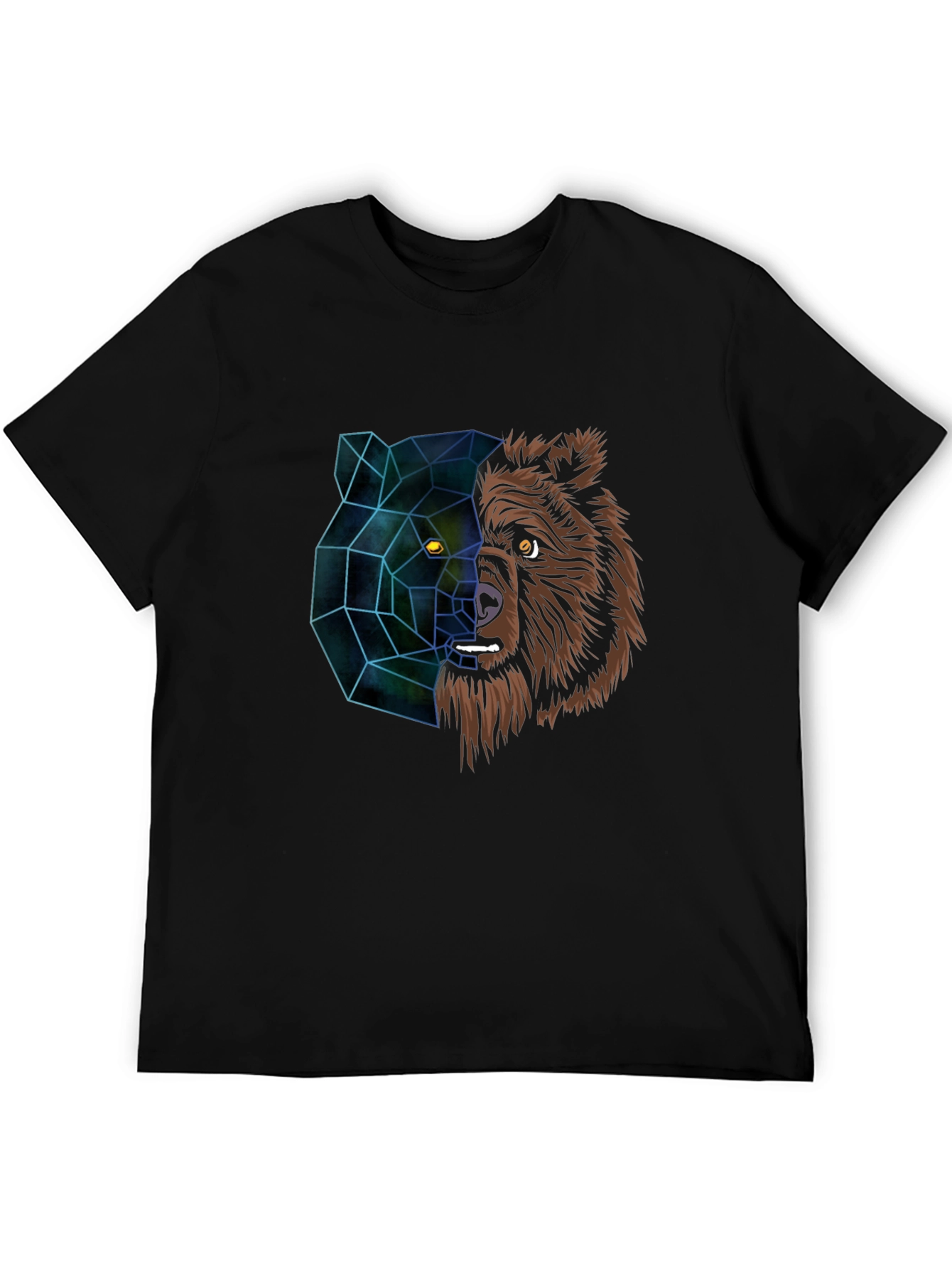 Black Geometric Bear Graphic Tee - Modern Animal Design view 5