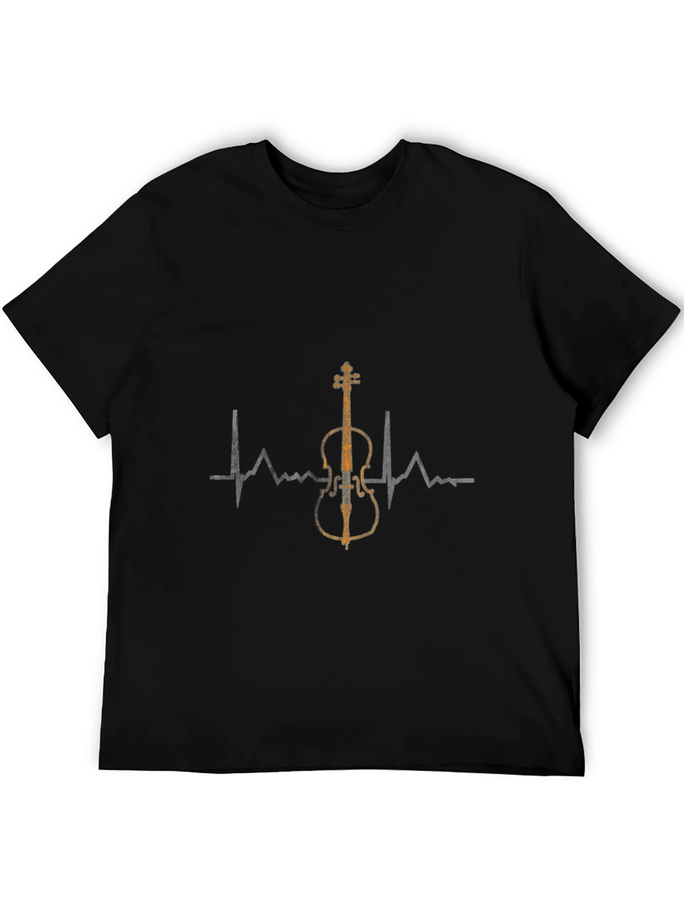 Black Musical Heartbeat T-Shirt - Black, Cello Design view 5