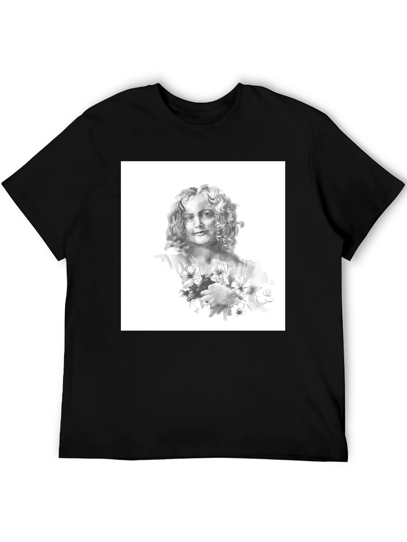 Black Artistic Woman Portrait Black T-Shirt view 5