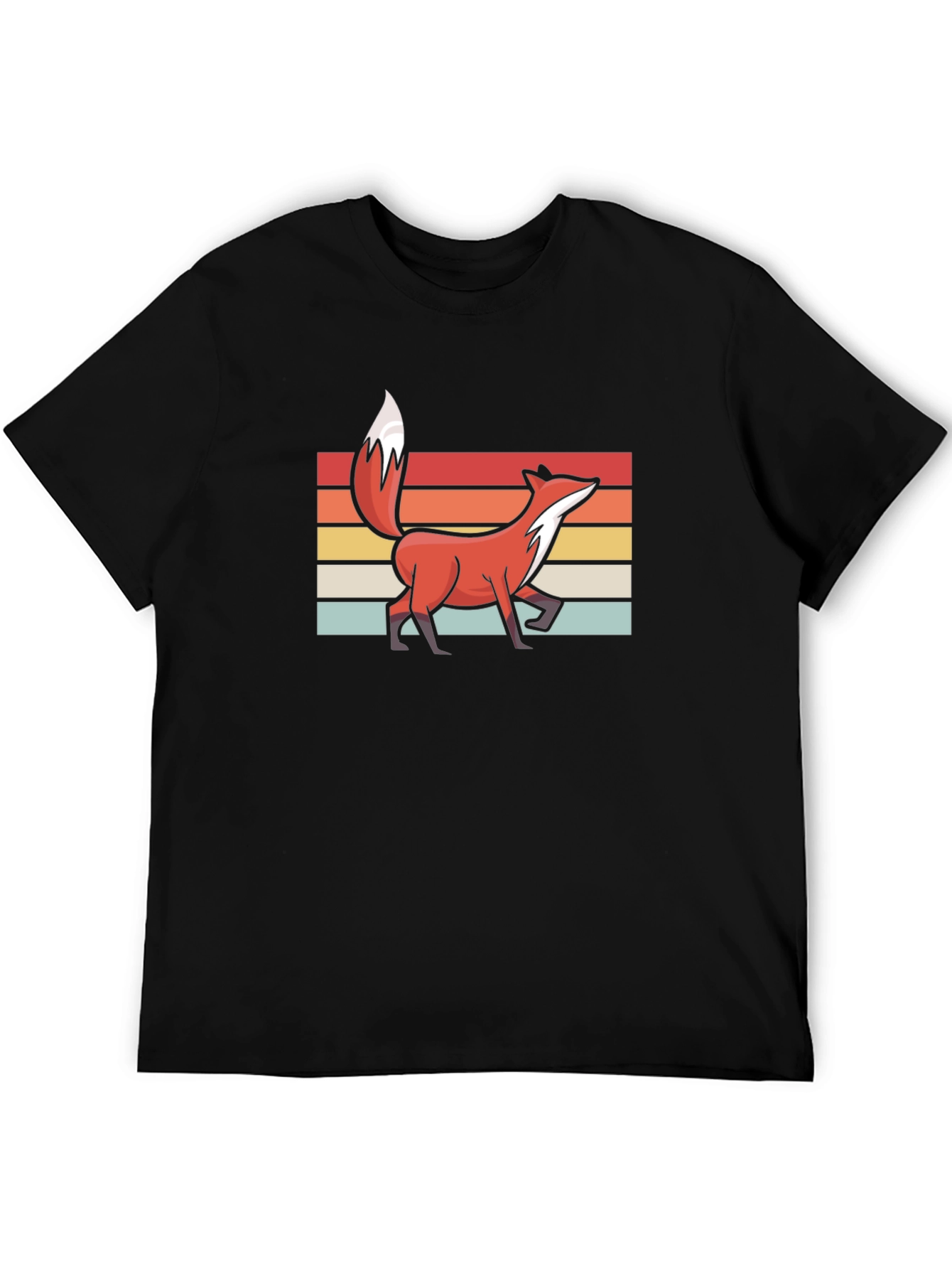 Black Retro Fox Graphic Tee - Stylish Black T-Shirt view 5