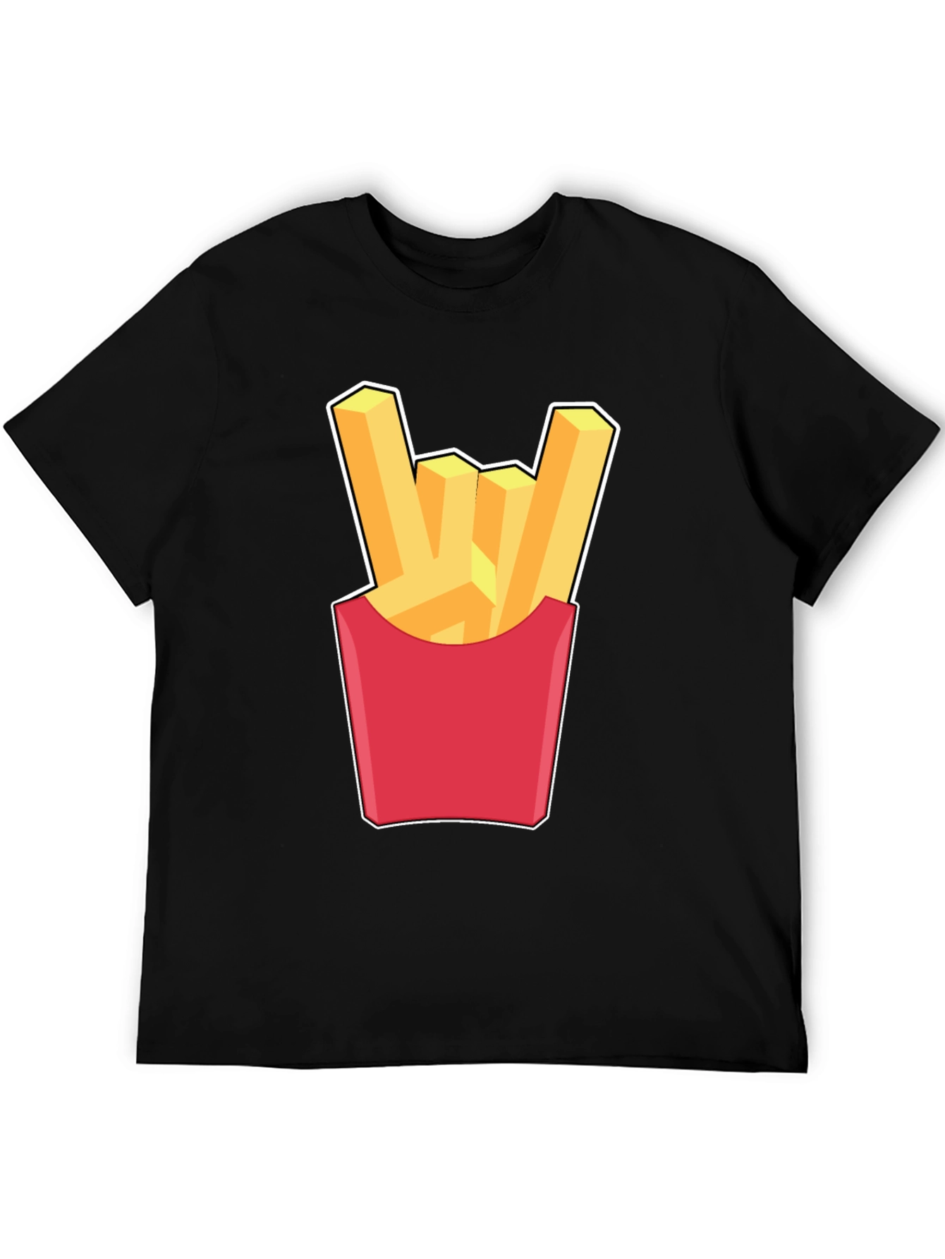Black French Fries Rock On Graphic T-Shirt - Black view 5