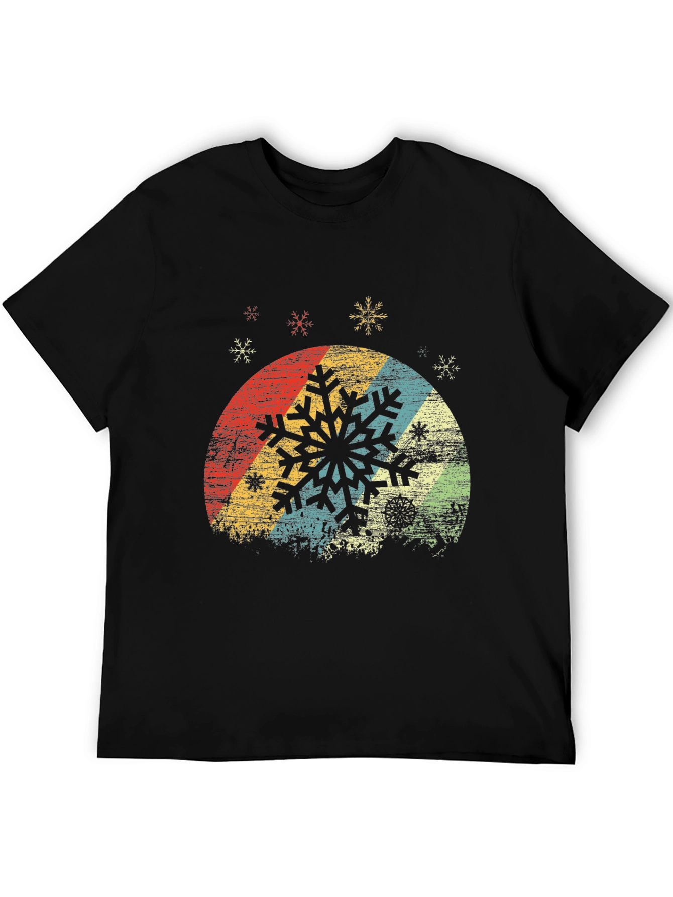 Black Retro Snowflake Graphic Tee - Vintage Winter Style view 5