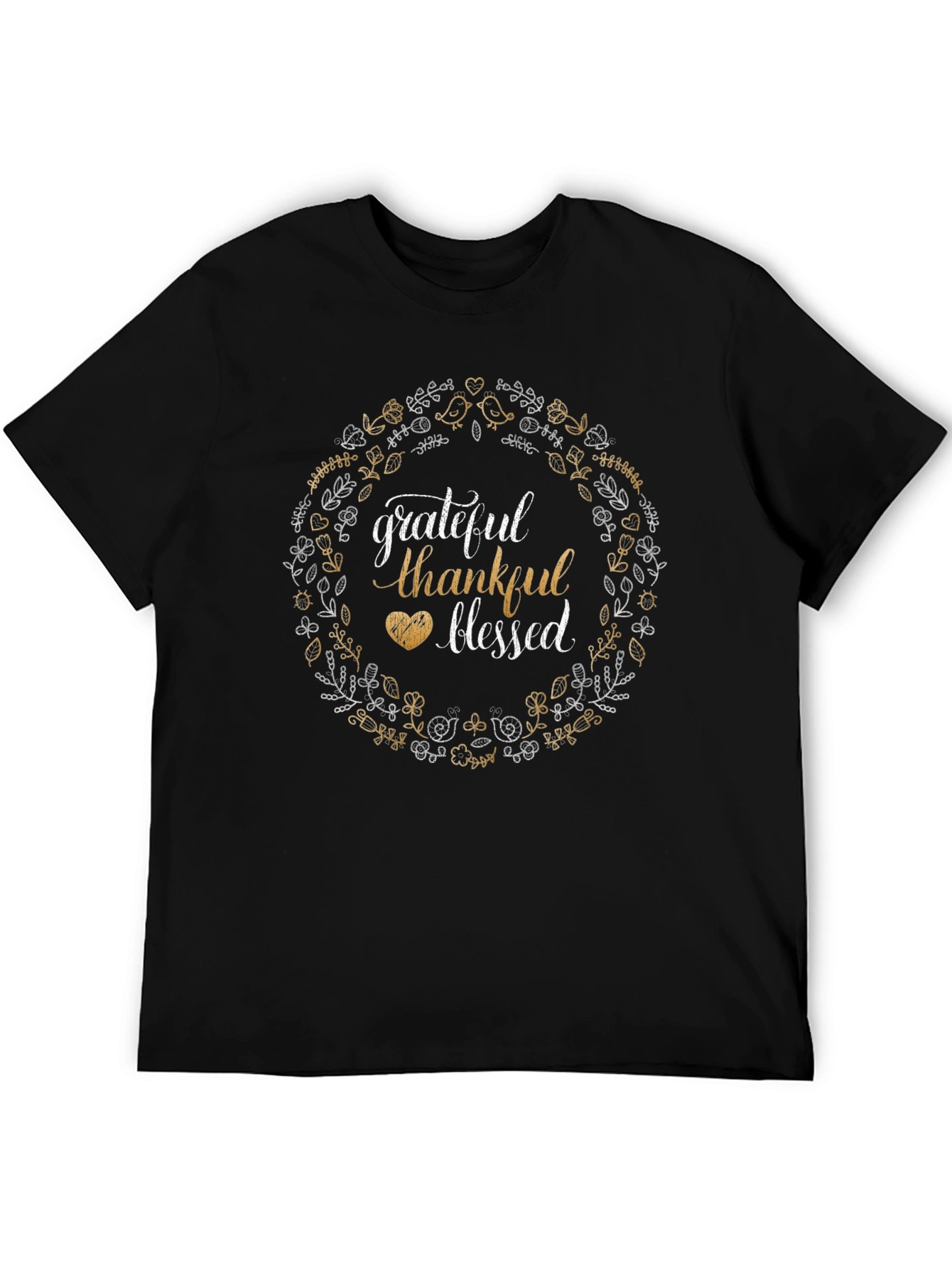Black Grateful Thankful Blessed Black T-Shirt view 5