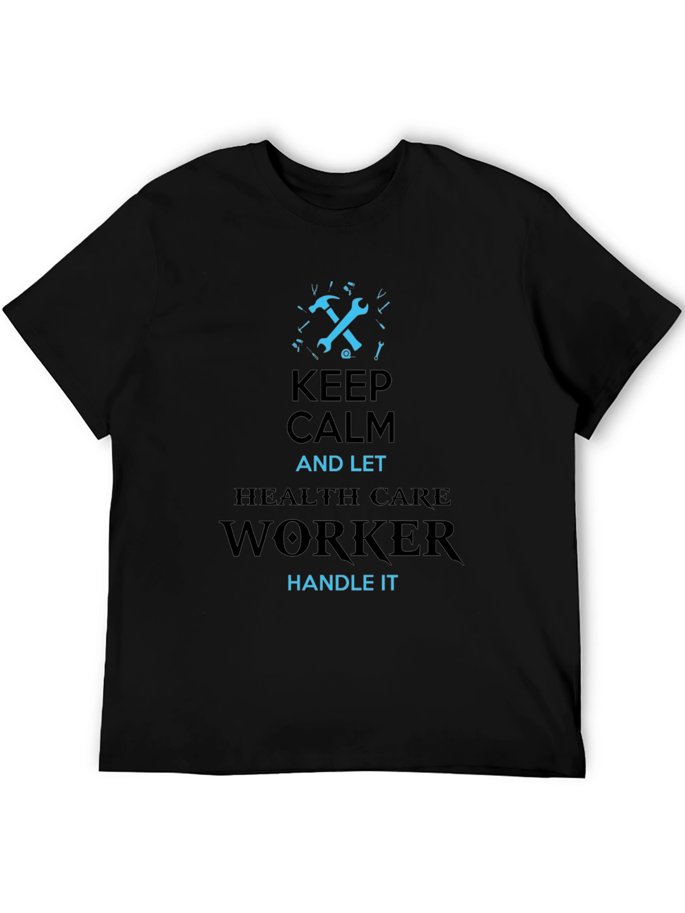 Black Keep Calm Healthcare Worker T-Shirt - Black view 5