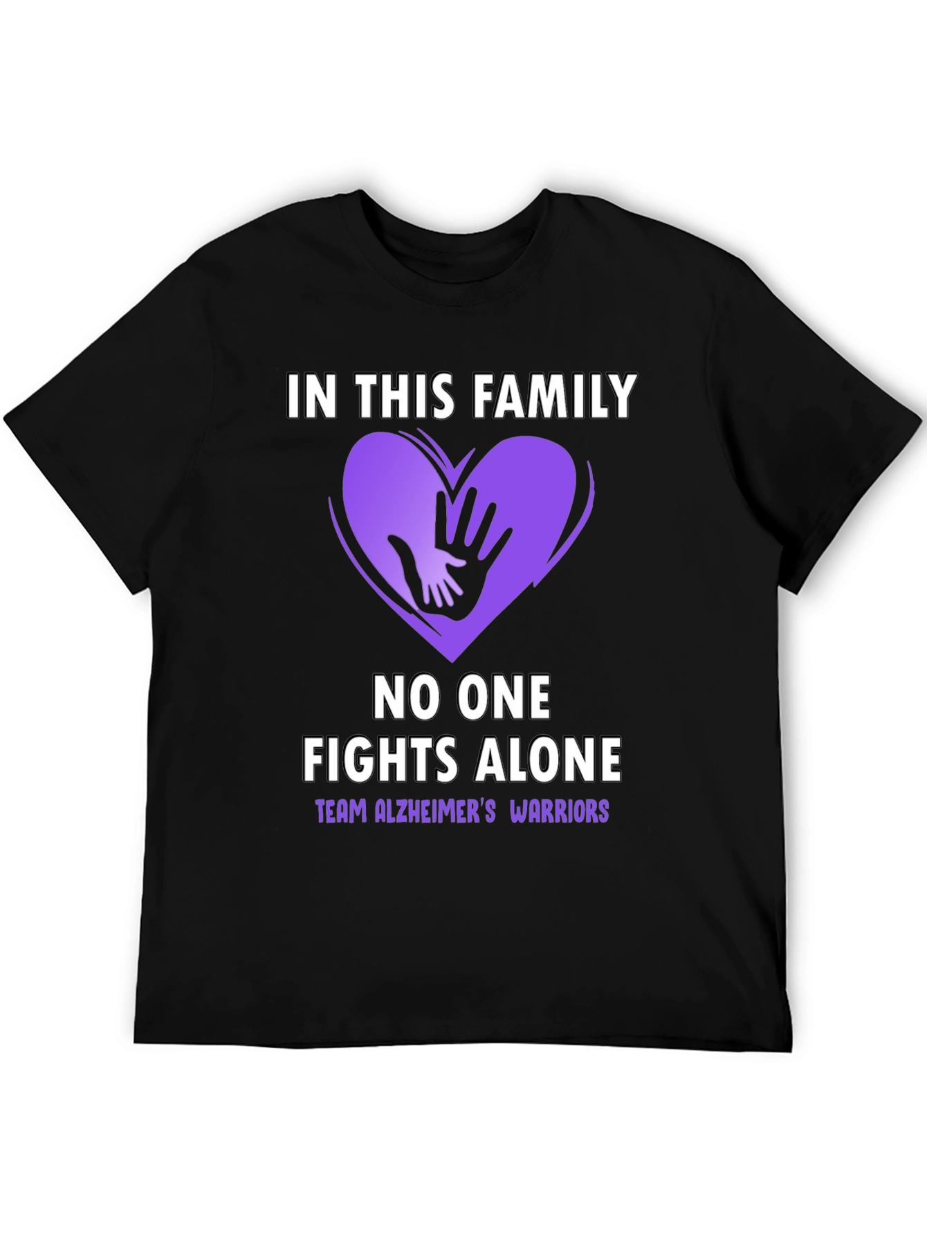 Black Alzheimer's Awareness T-Shirt - In This Family No One Fights Alone view 5