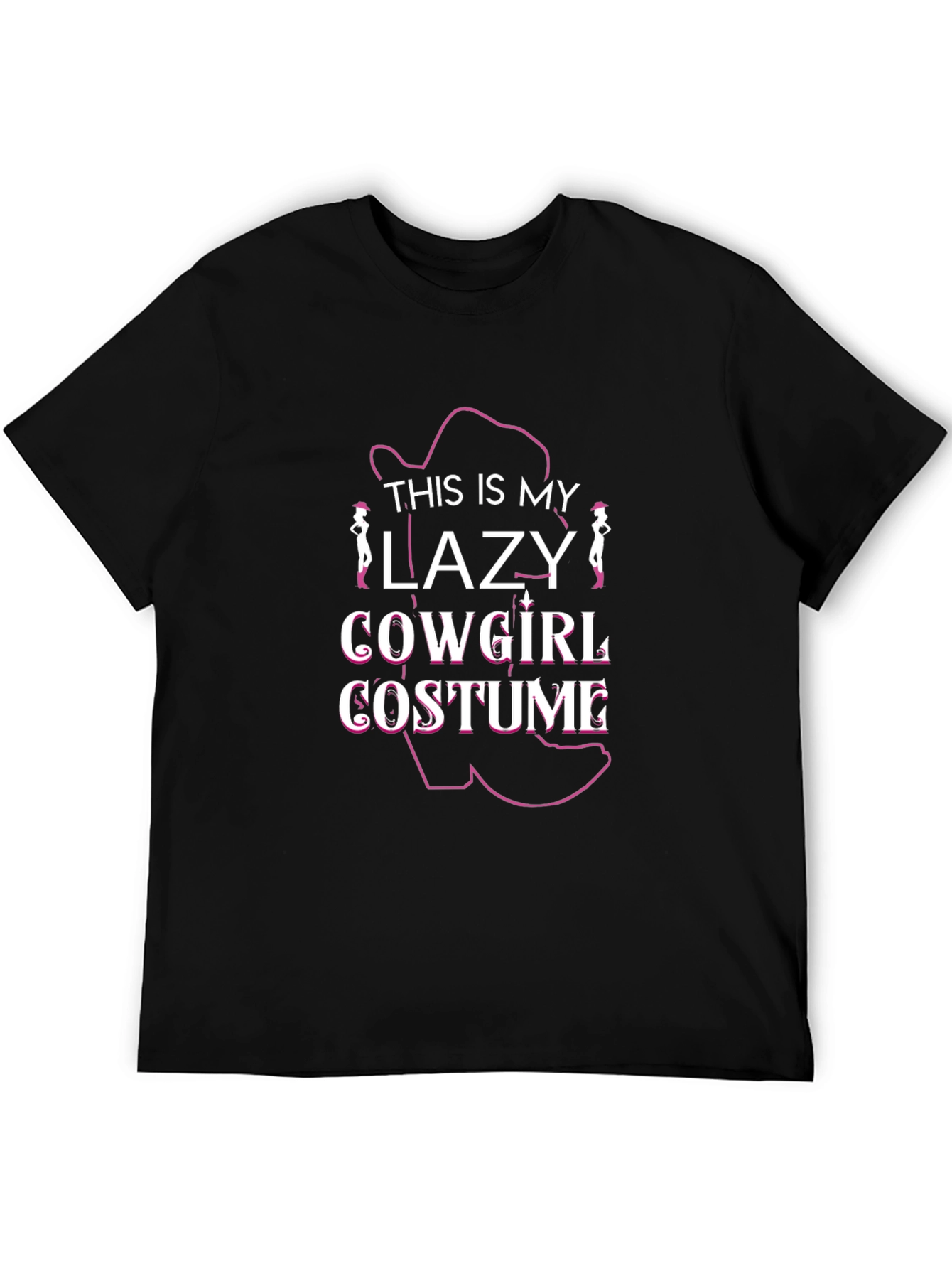 Black Lazy Cowgirl Costume T-Shirt - Funny Halloween Tee view 5