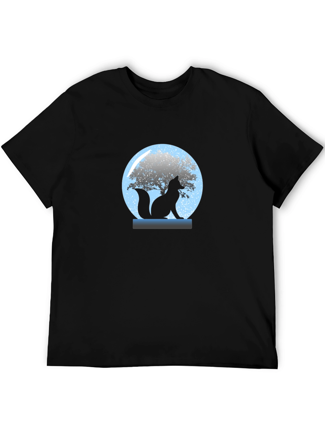 Black Fox in Snow Globe Graphic Tee - Black view 5