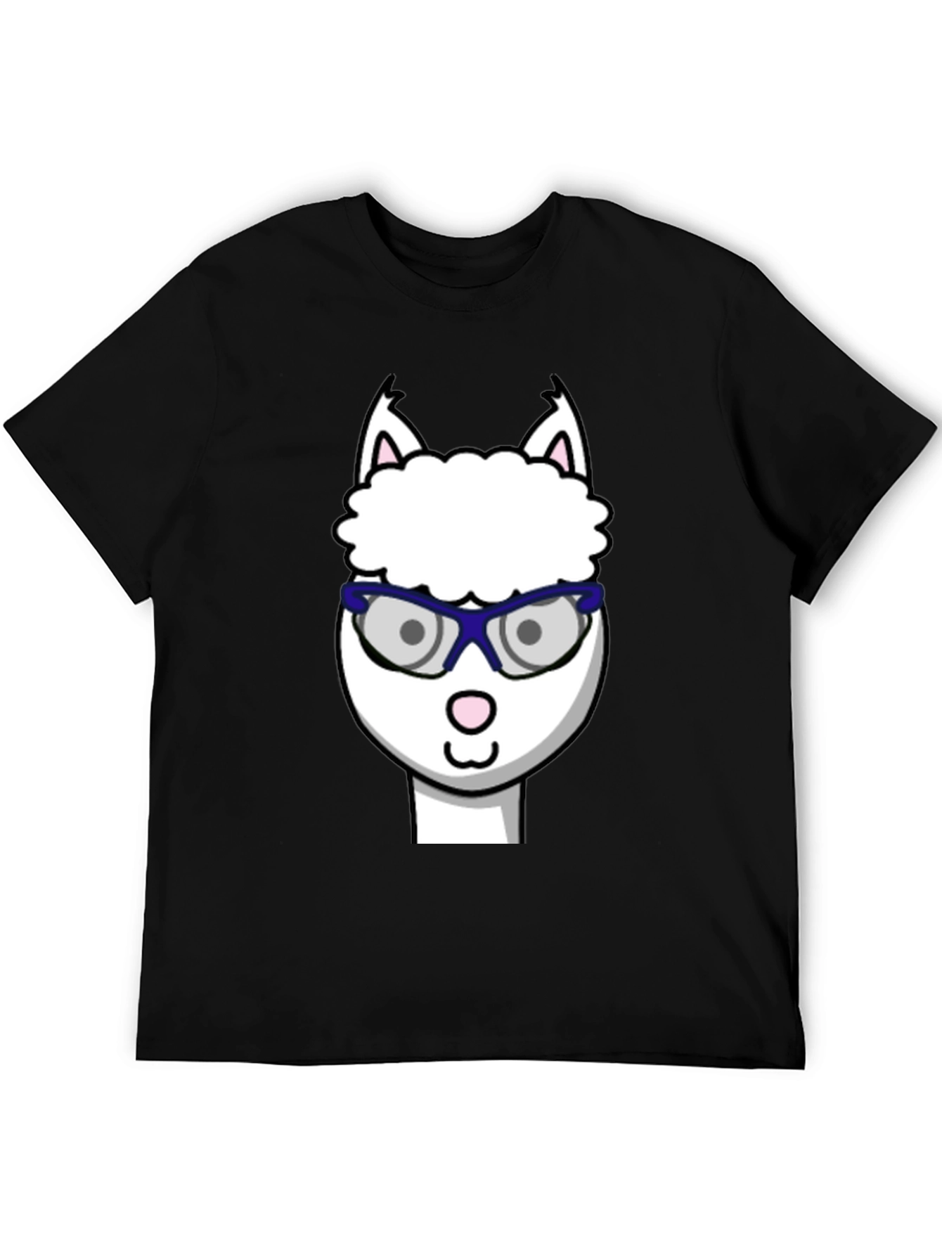 Black Alpaca with Glasses Graphic Tee - Funny Animal T-Shirt view 5