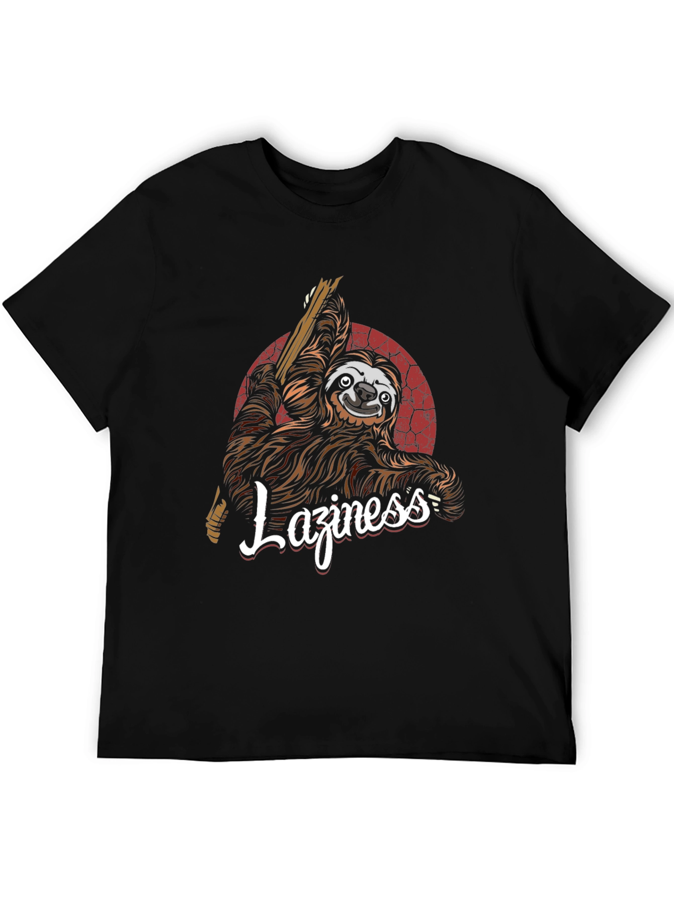 Black Funny Sloth 'Laziness' Graphic T-Shirt view 5
