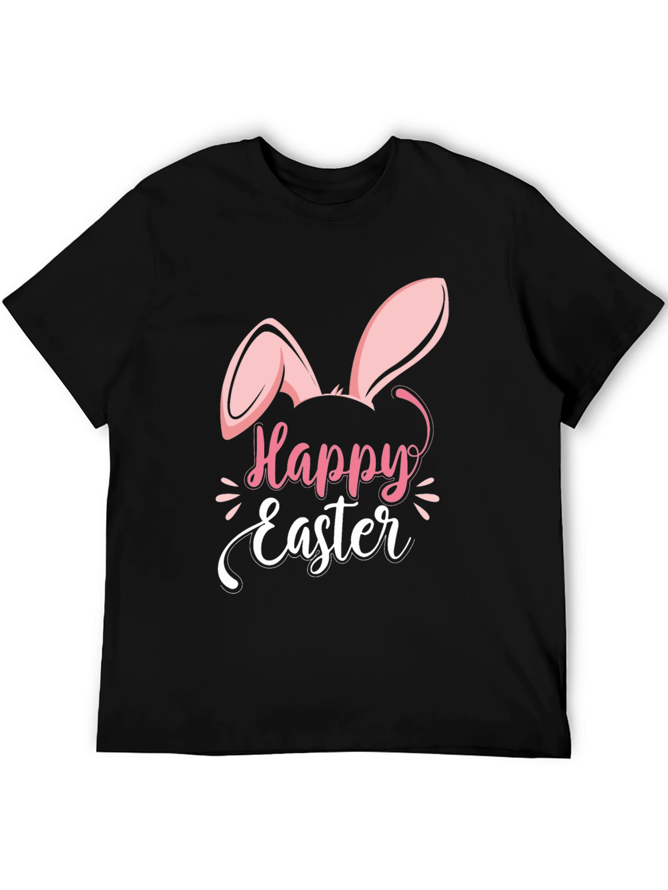 Black Happy Easter Bunny Ears T-Shirt view 5