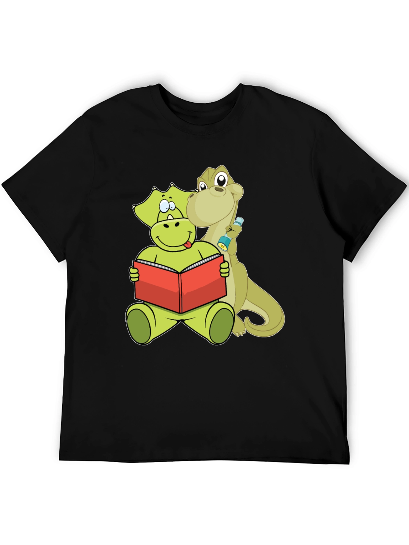 Black Dinosaur Reading Book Graphic Tee view 5