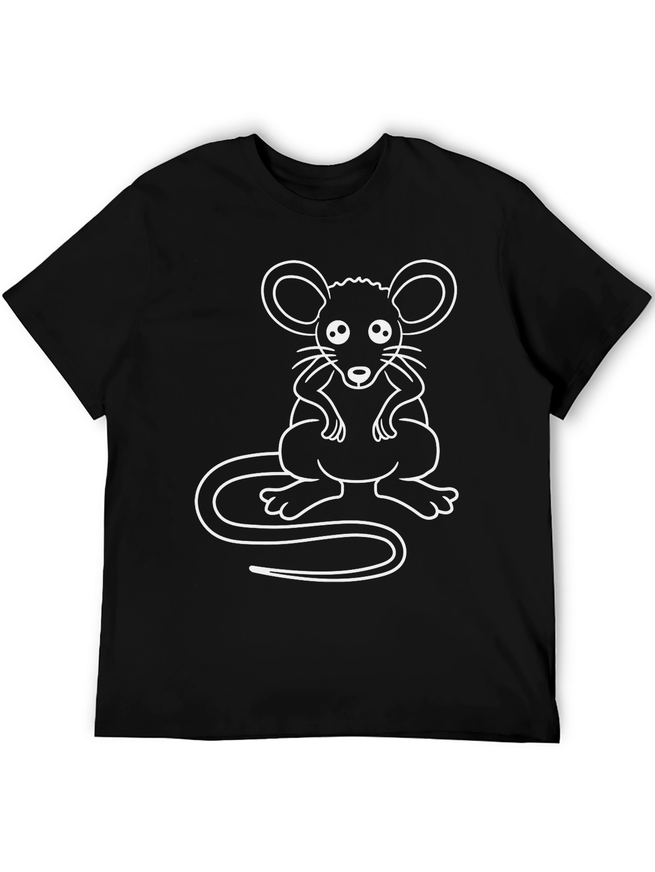 Black Cute Mouse Graphic T-Shirt - Black Cotton Blend view 5