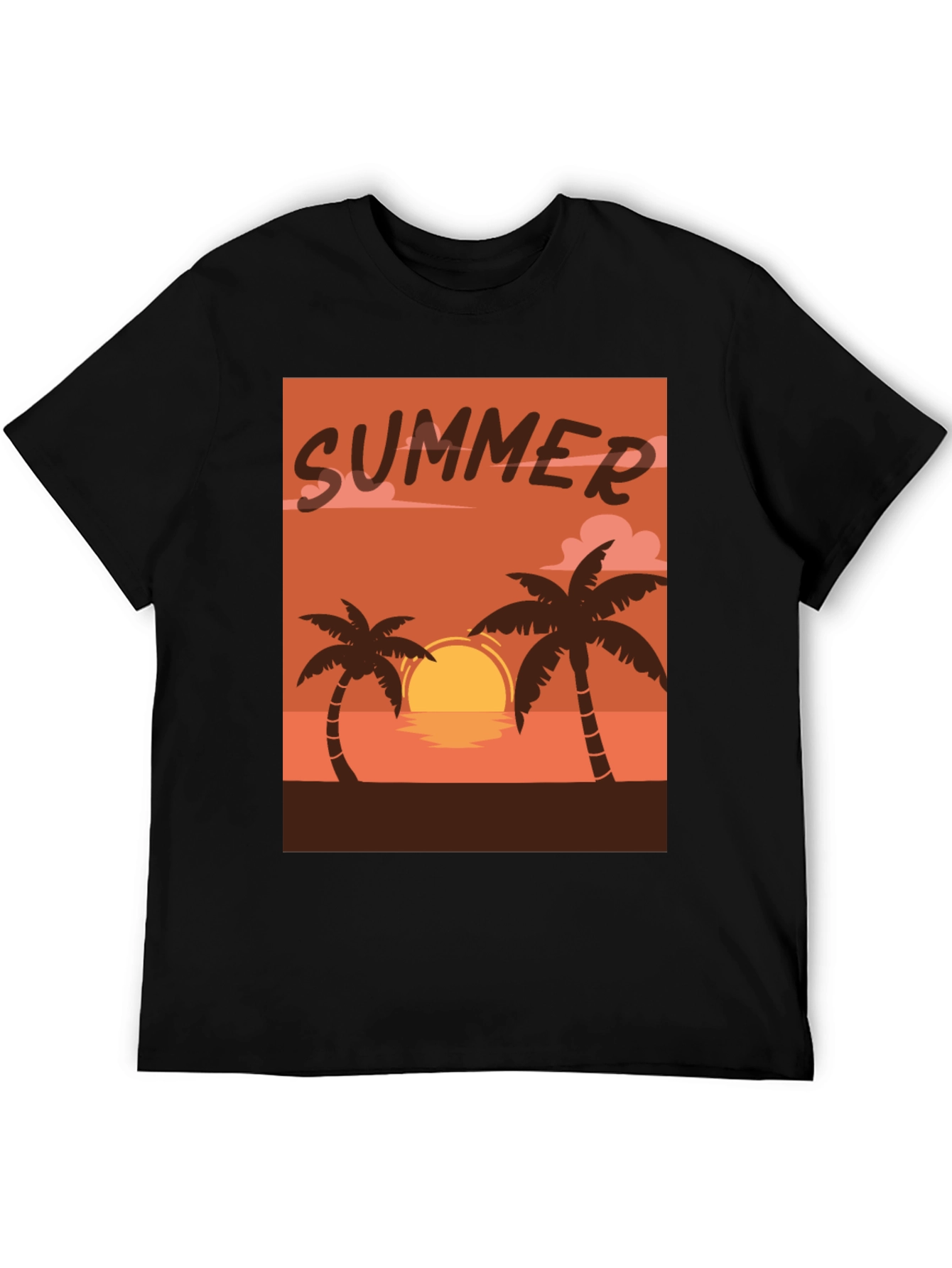 Black Summer Sunset Palm Tree T-Shirt view 5