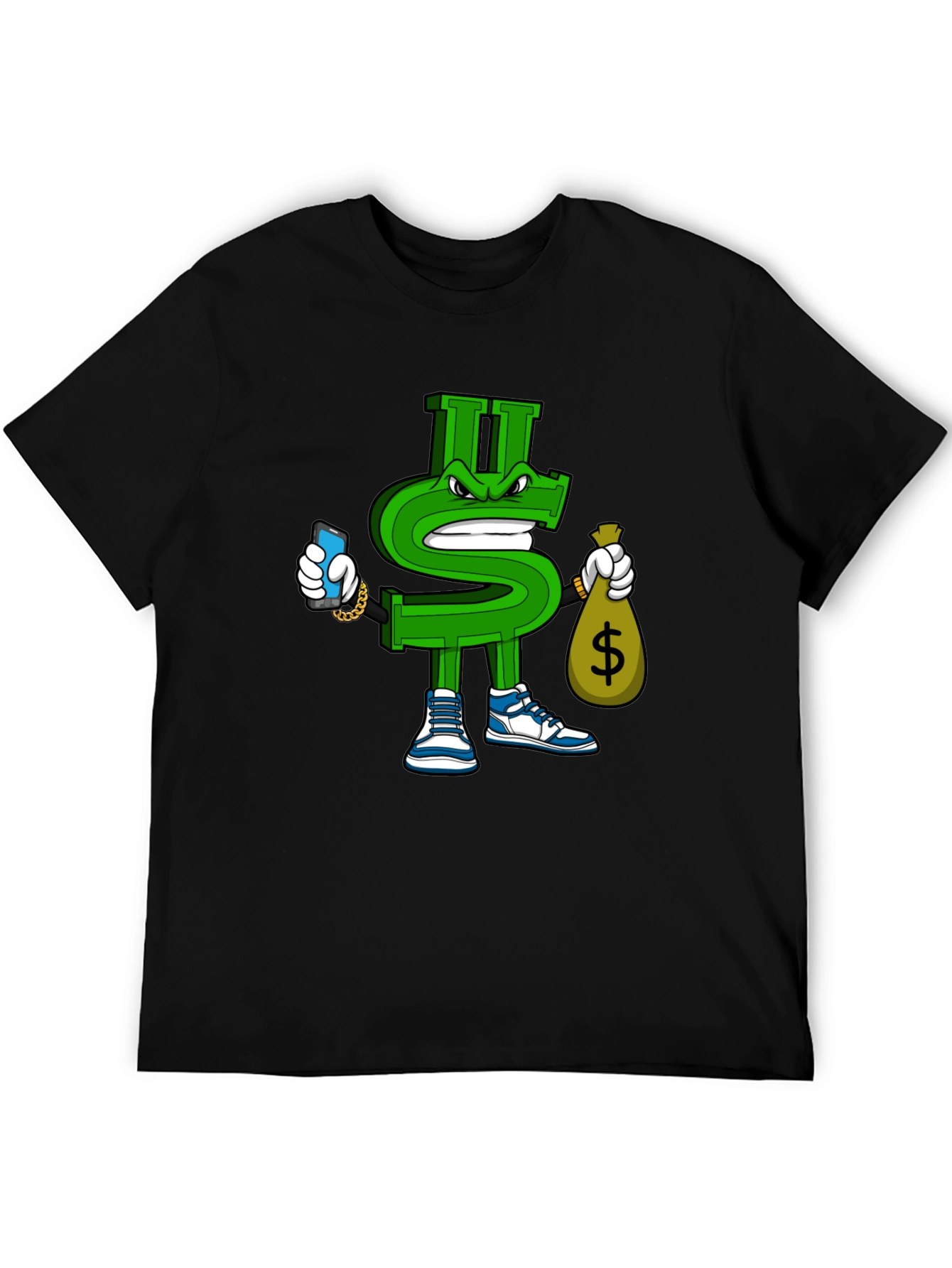 Black Dollar Sign Graphic T-Shirt - Streetwear Style view 5