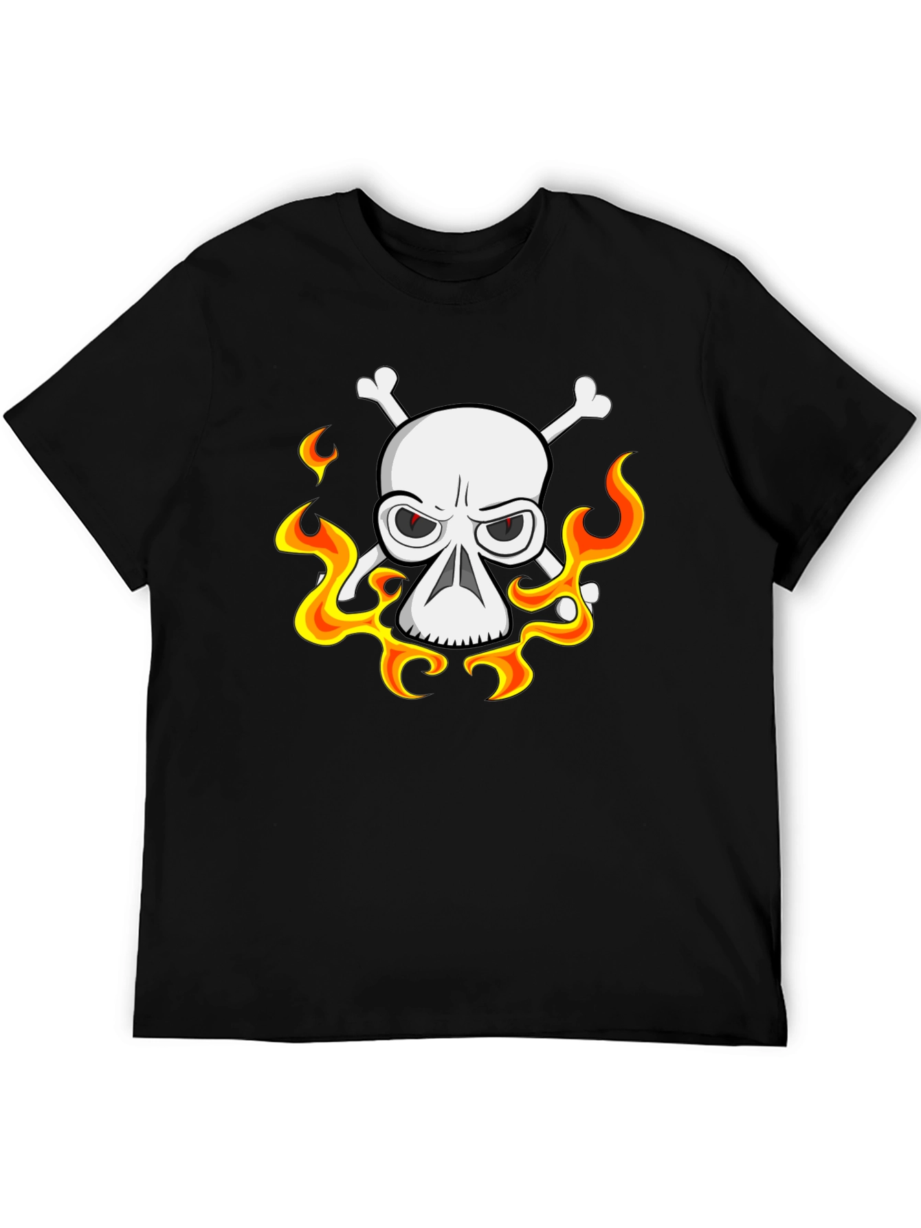 Black Skull & Crossbones Graphic Tee - Black Cotton T-Shirt view 5