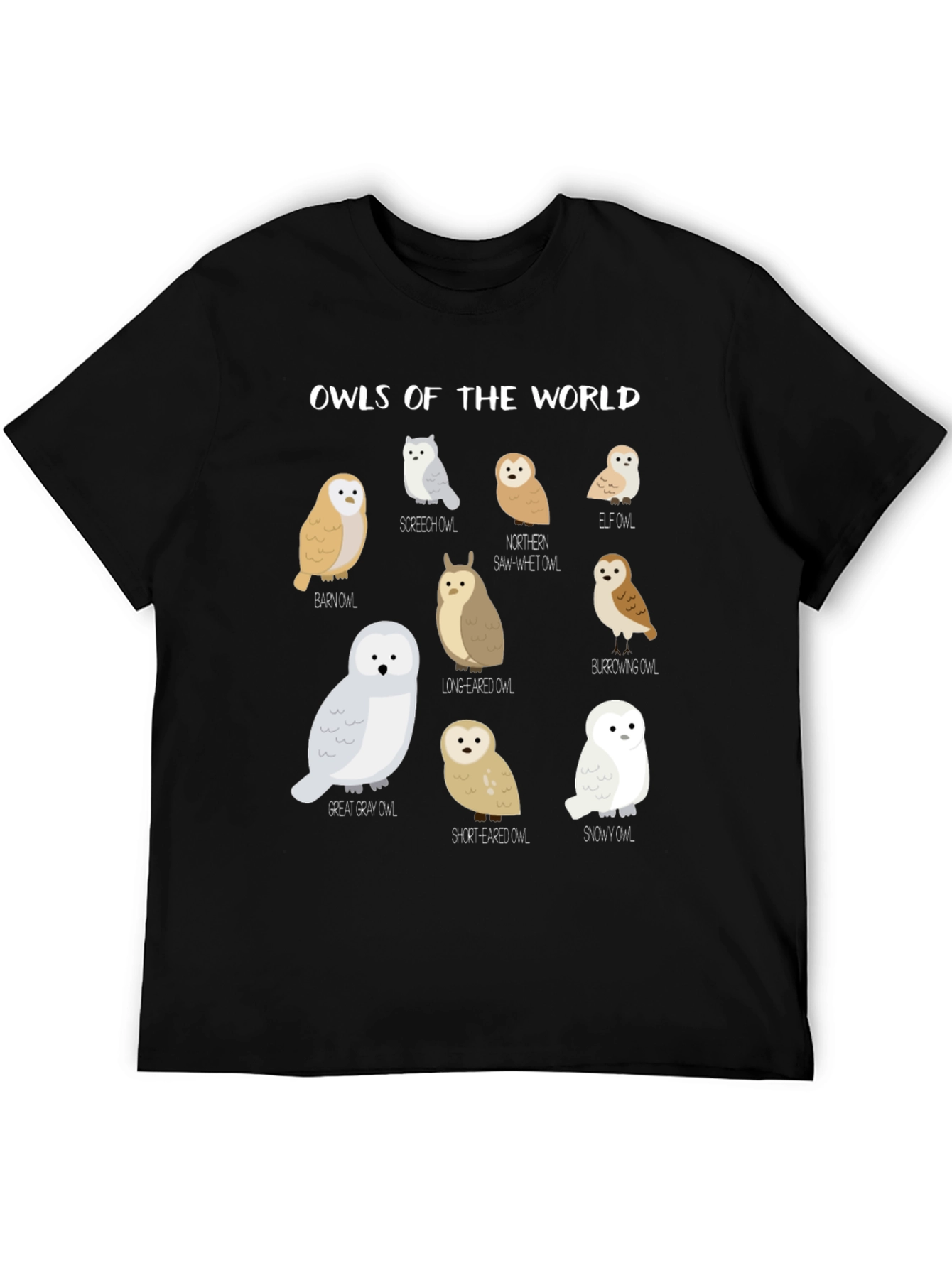 Black Owls of the World Graphic T-Shirt view 5