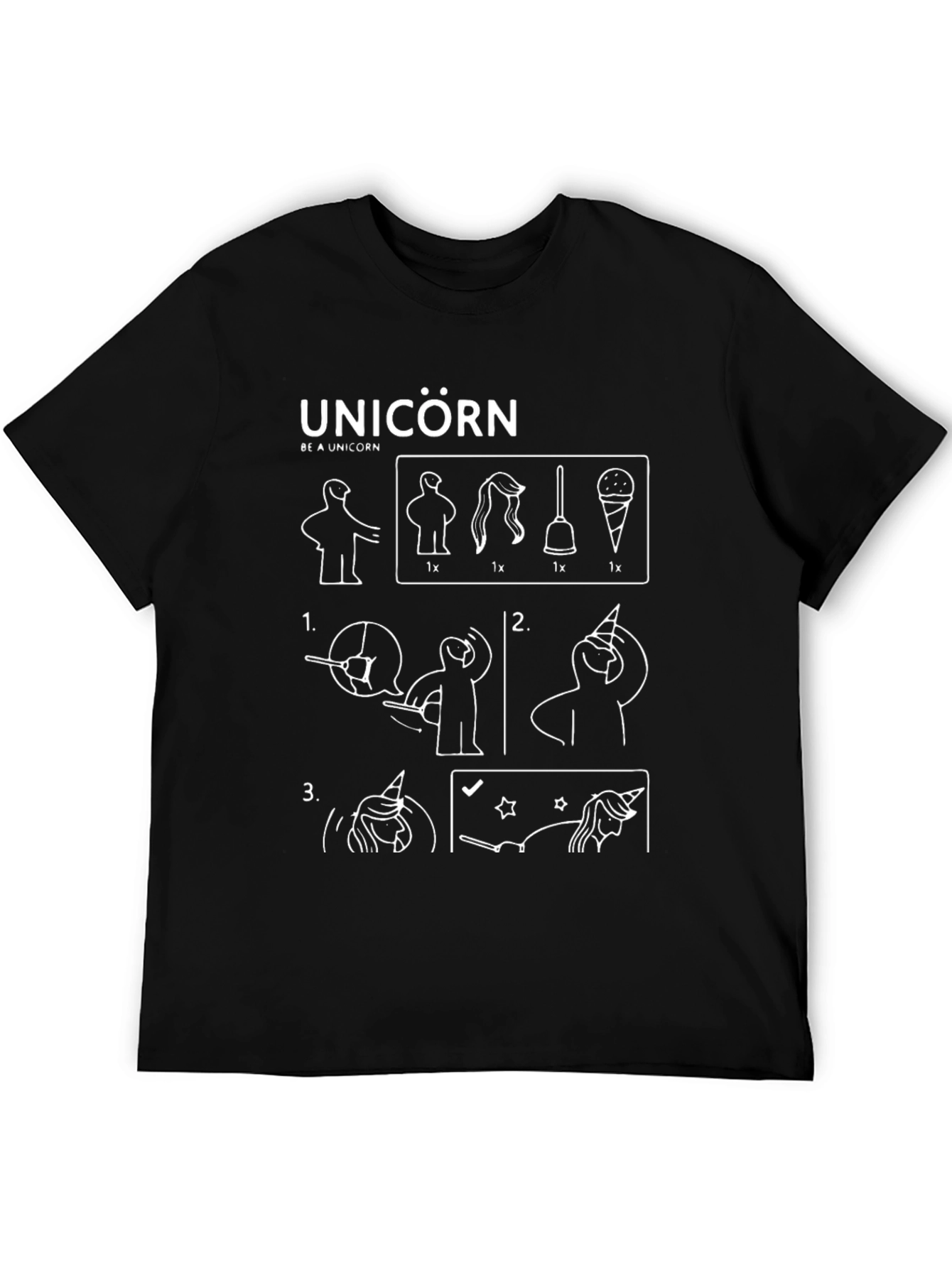 Black Unicorn Transformation T-Shirt - Black Graphic Tee view 5