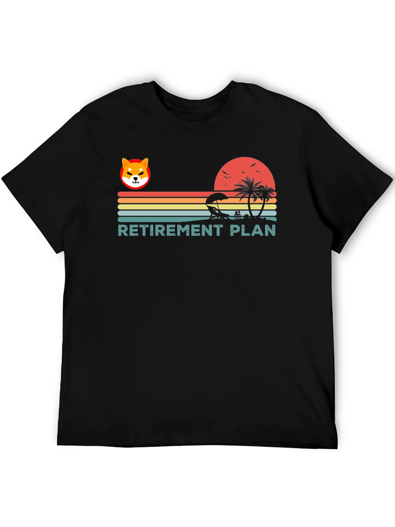 Black Retirement Plan Shiba Inu Beach T-Shirt view 5