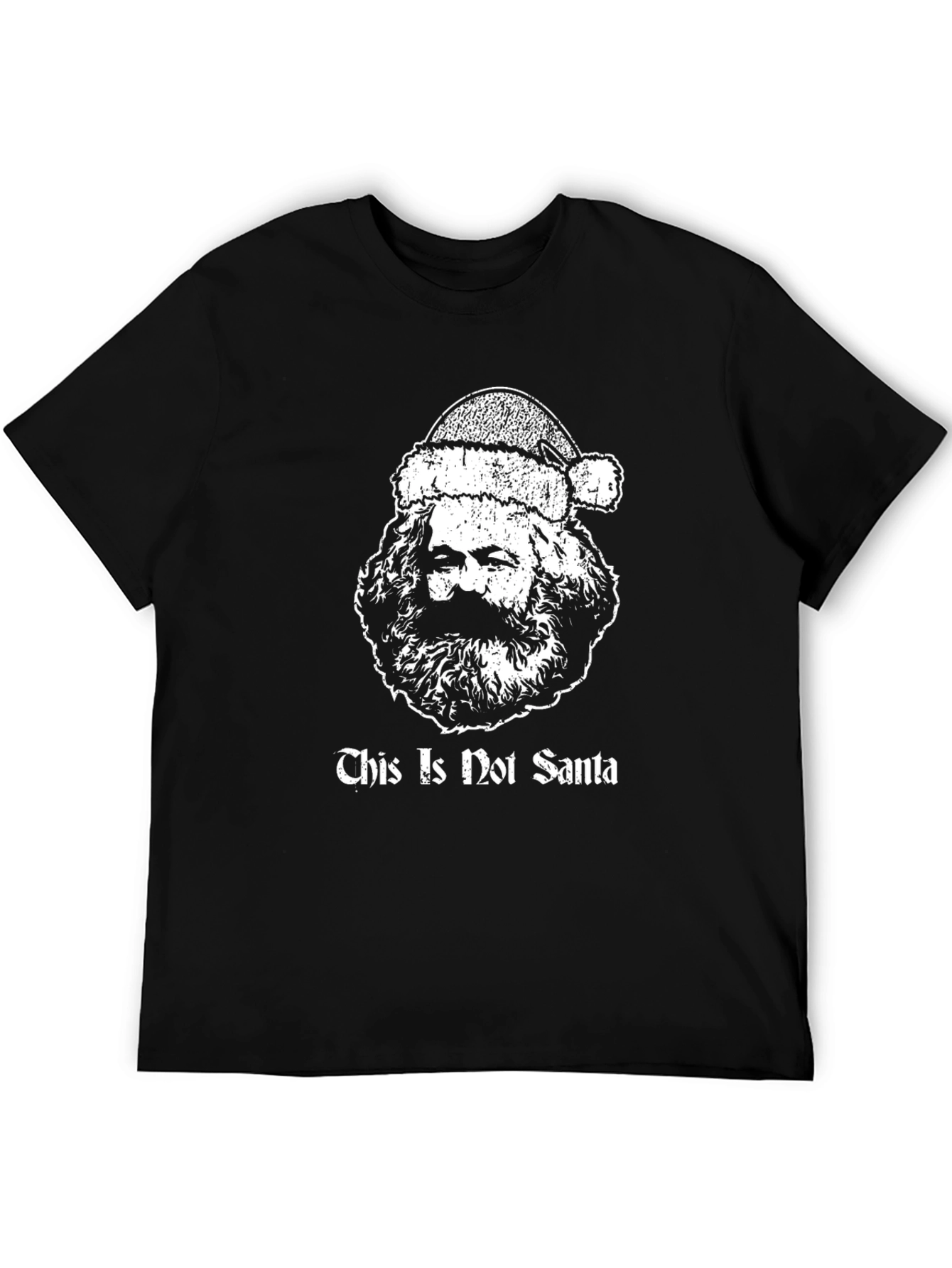 Black Marx Santa Black T-Shirt -  Holiday Humor Tee view 5