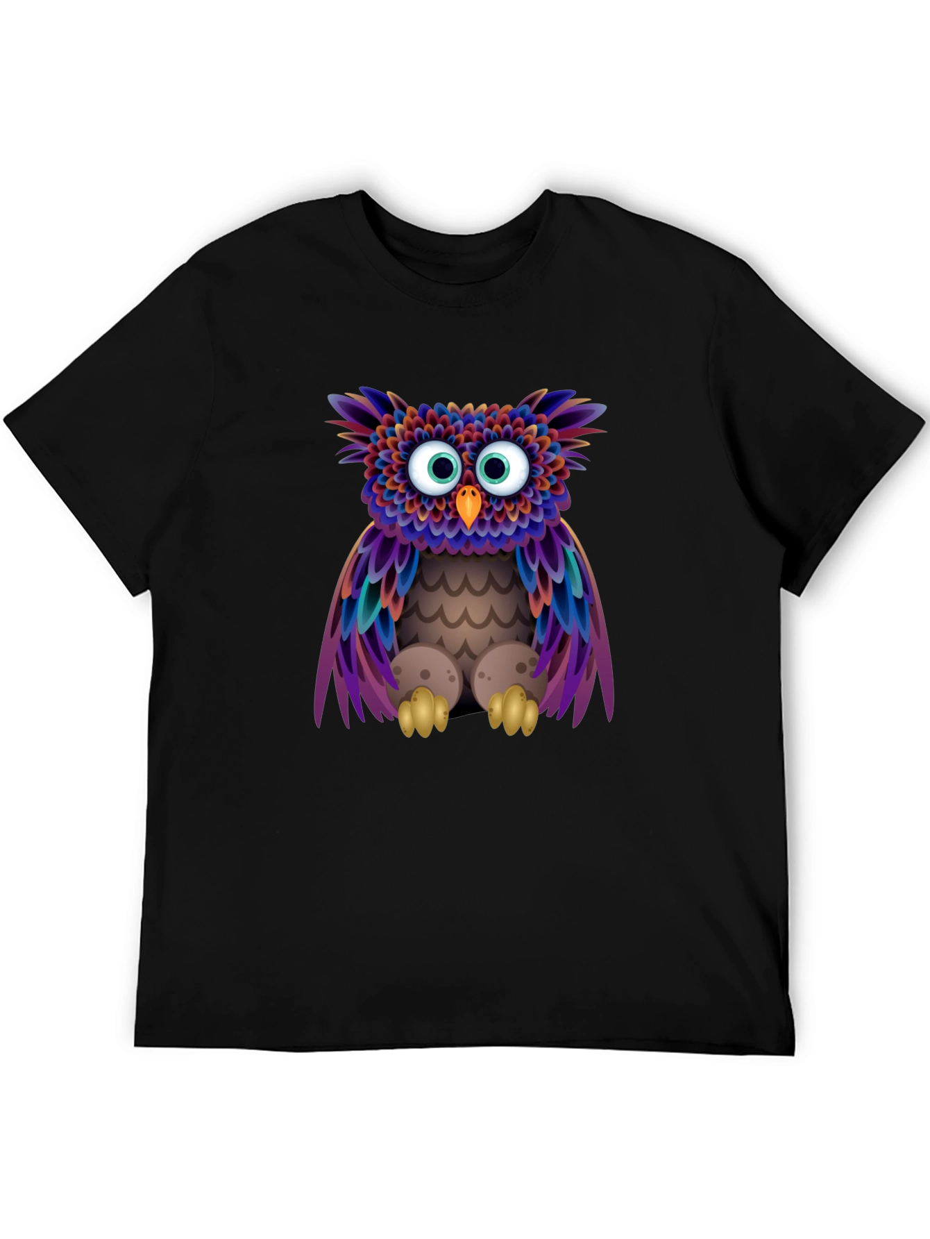 Black Owl Graphic Print Black T-Shirt view 5