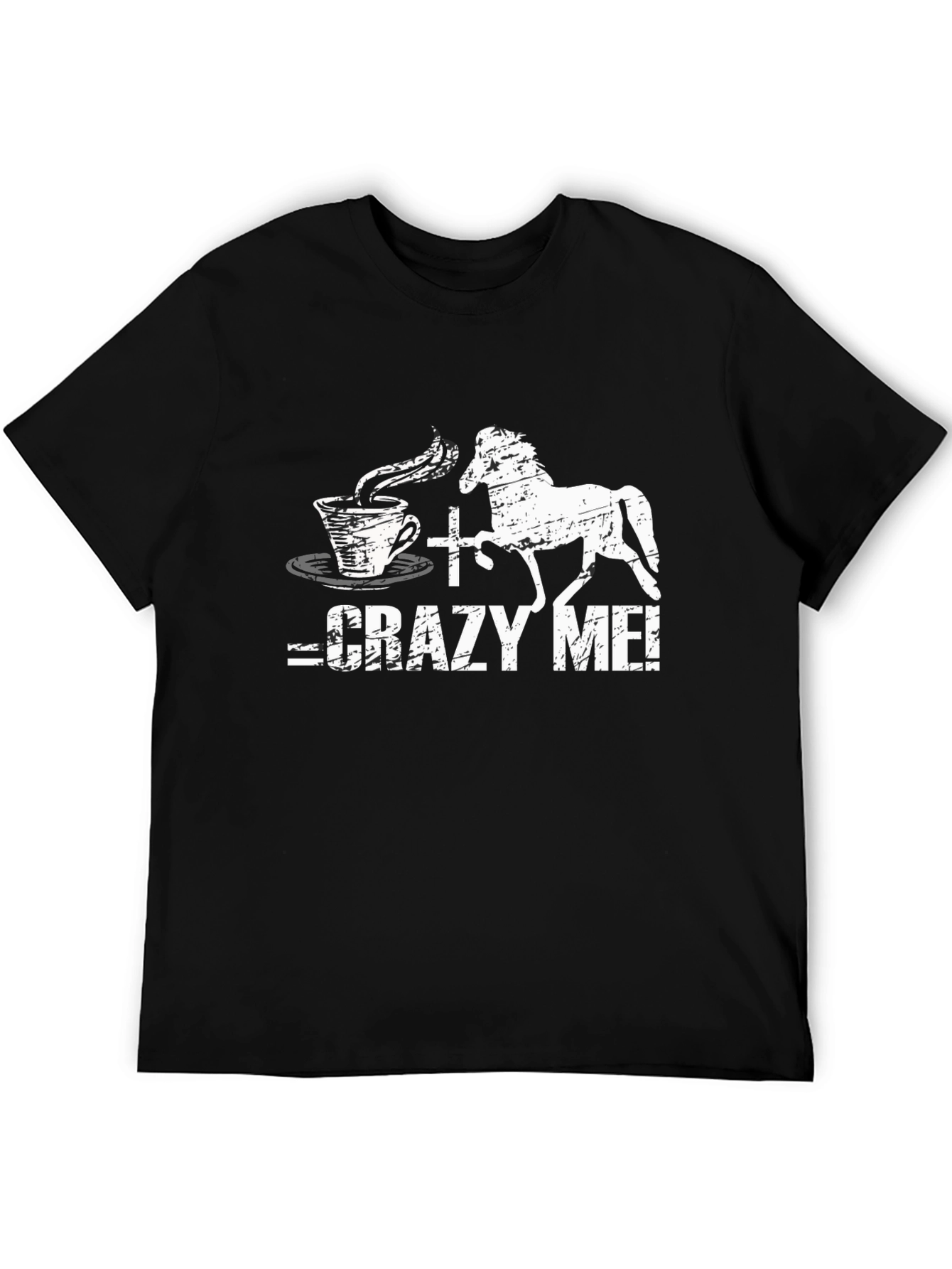 Black Crazy Coffee & Horse T-Shirt | Novelty Graphic Tee view 5