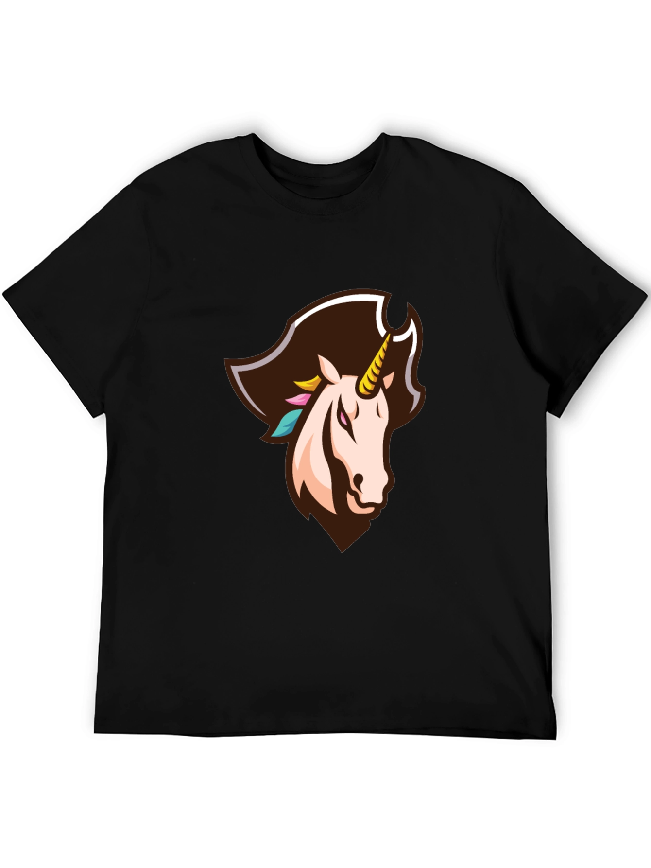 Black Pirate Unicorn Graphic Tee - Black Cotton T-Shirt view 5