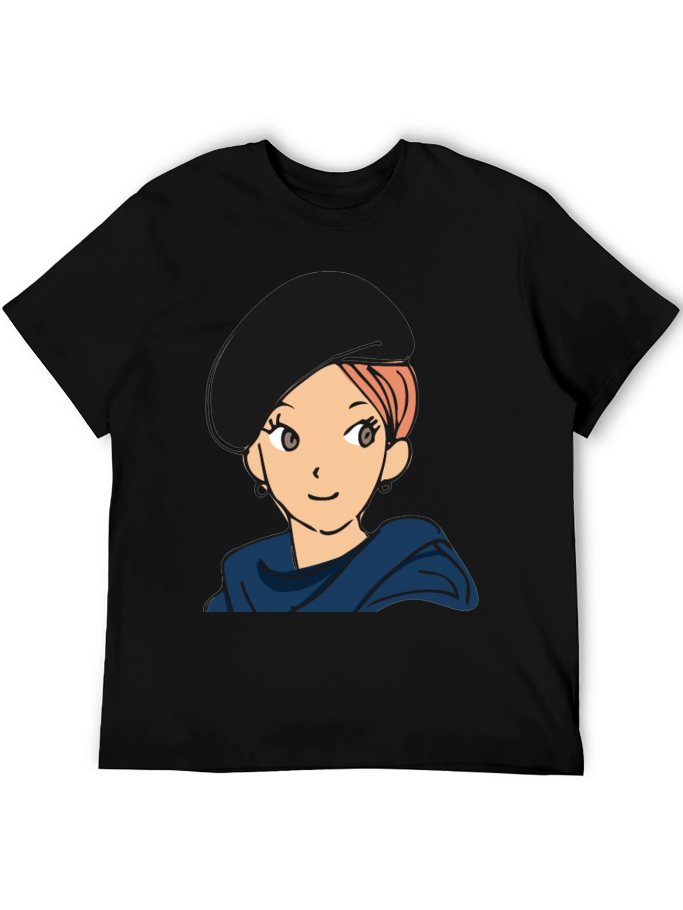 Black Anime Girl Graphic T-Shirt - Casual Black Tee view 5
