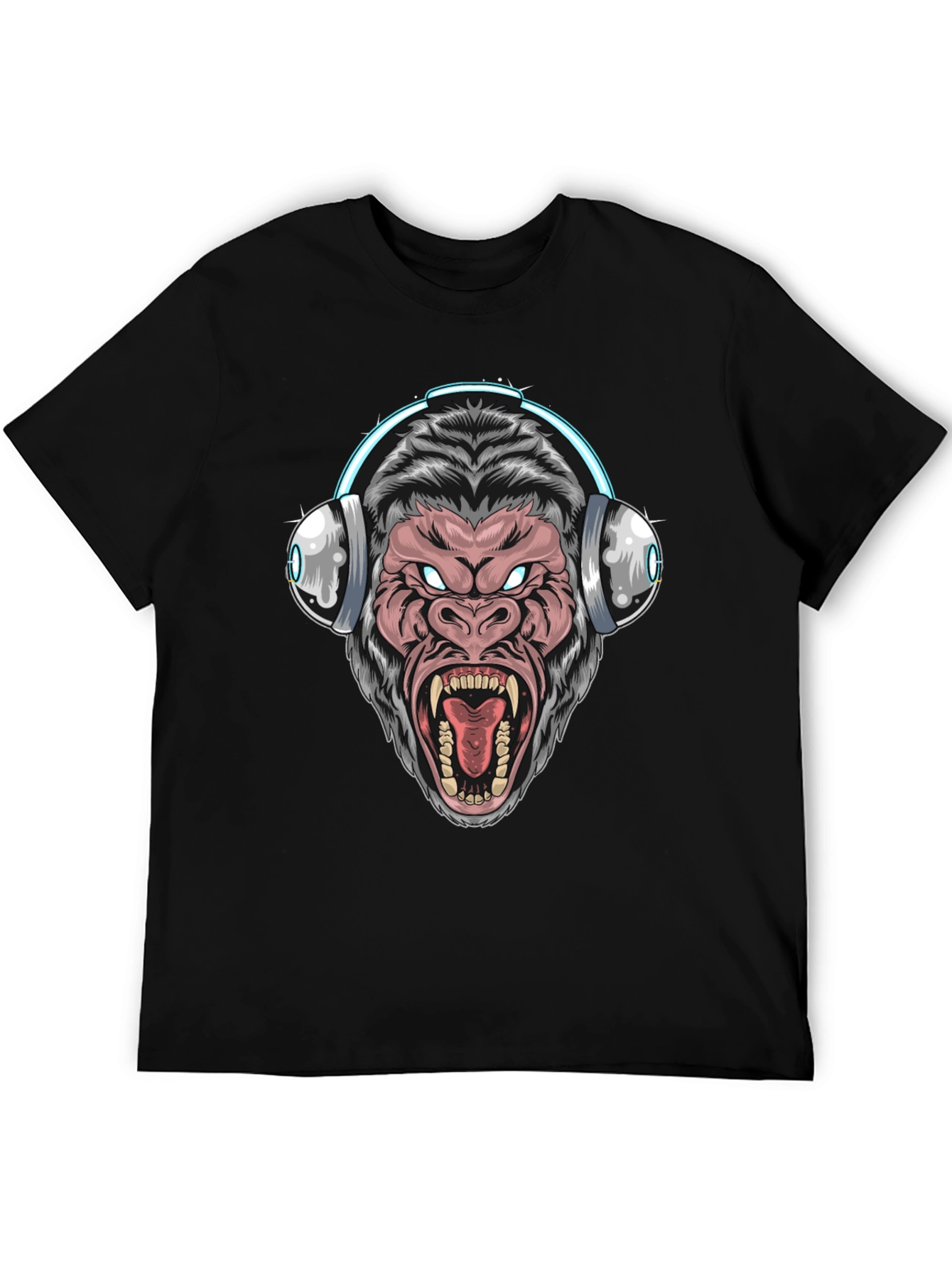 Black Cool Gorilla DJ T-Shirt - Black view 5