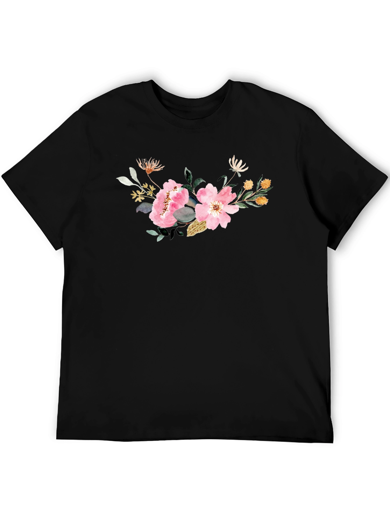 Black Floral Print Black T-Shirt view 5