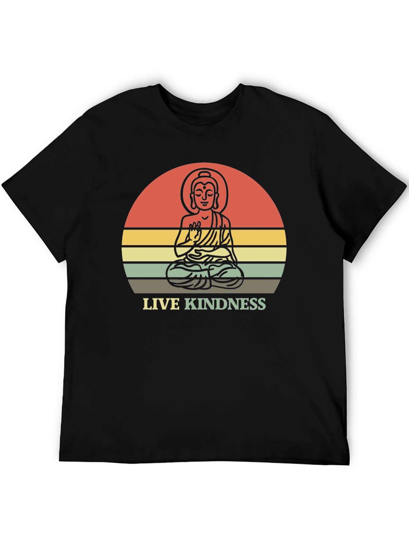 Black Live Kindness Buddha Graphic T-Shirt view 5