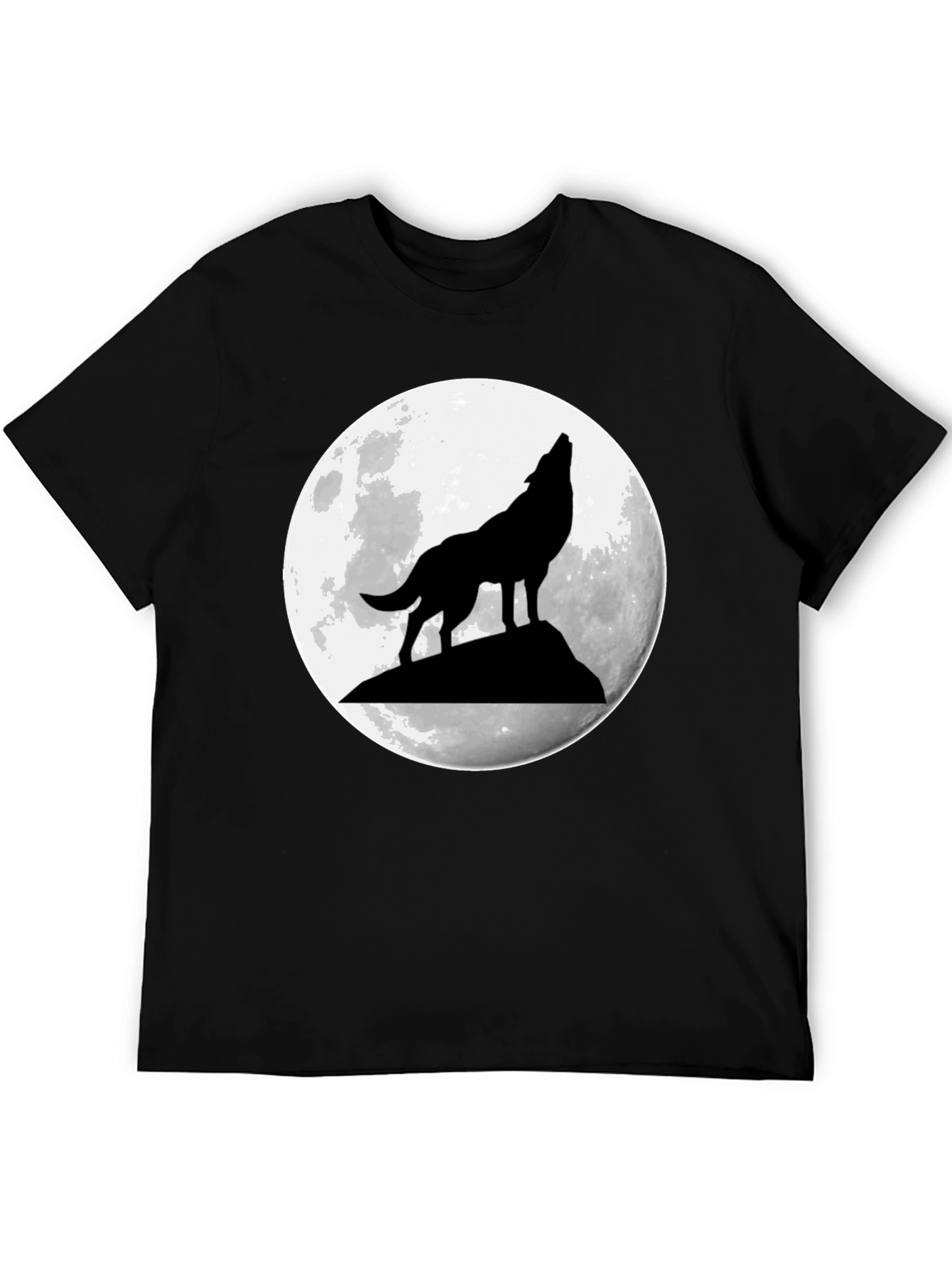 Black Wolf Moon Graphic Tee - Black Cotton T-Shirt view 5
