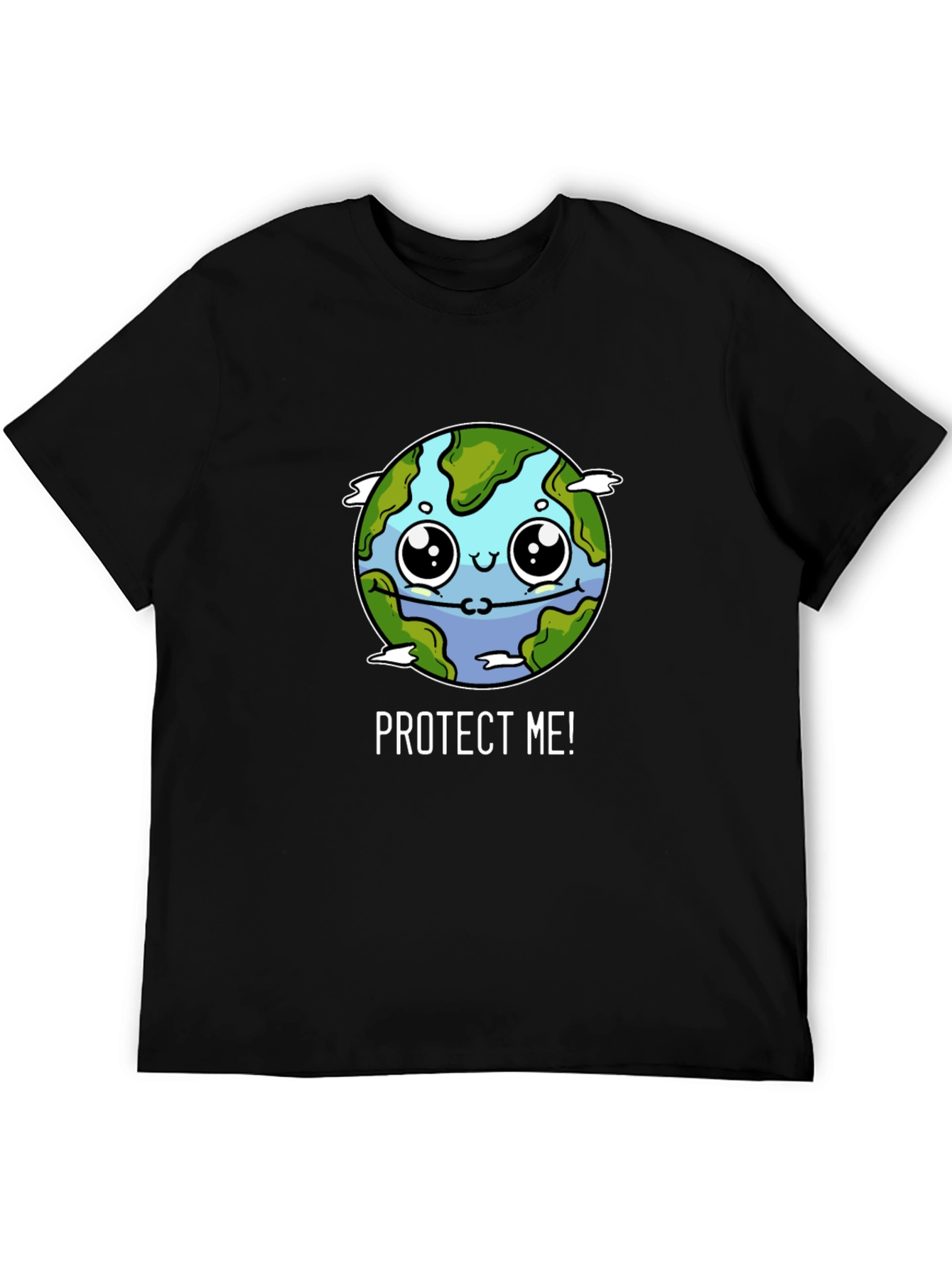 Black Protect Me Earth T-Shirt - Black Cotton Graphic Tee view 5