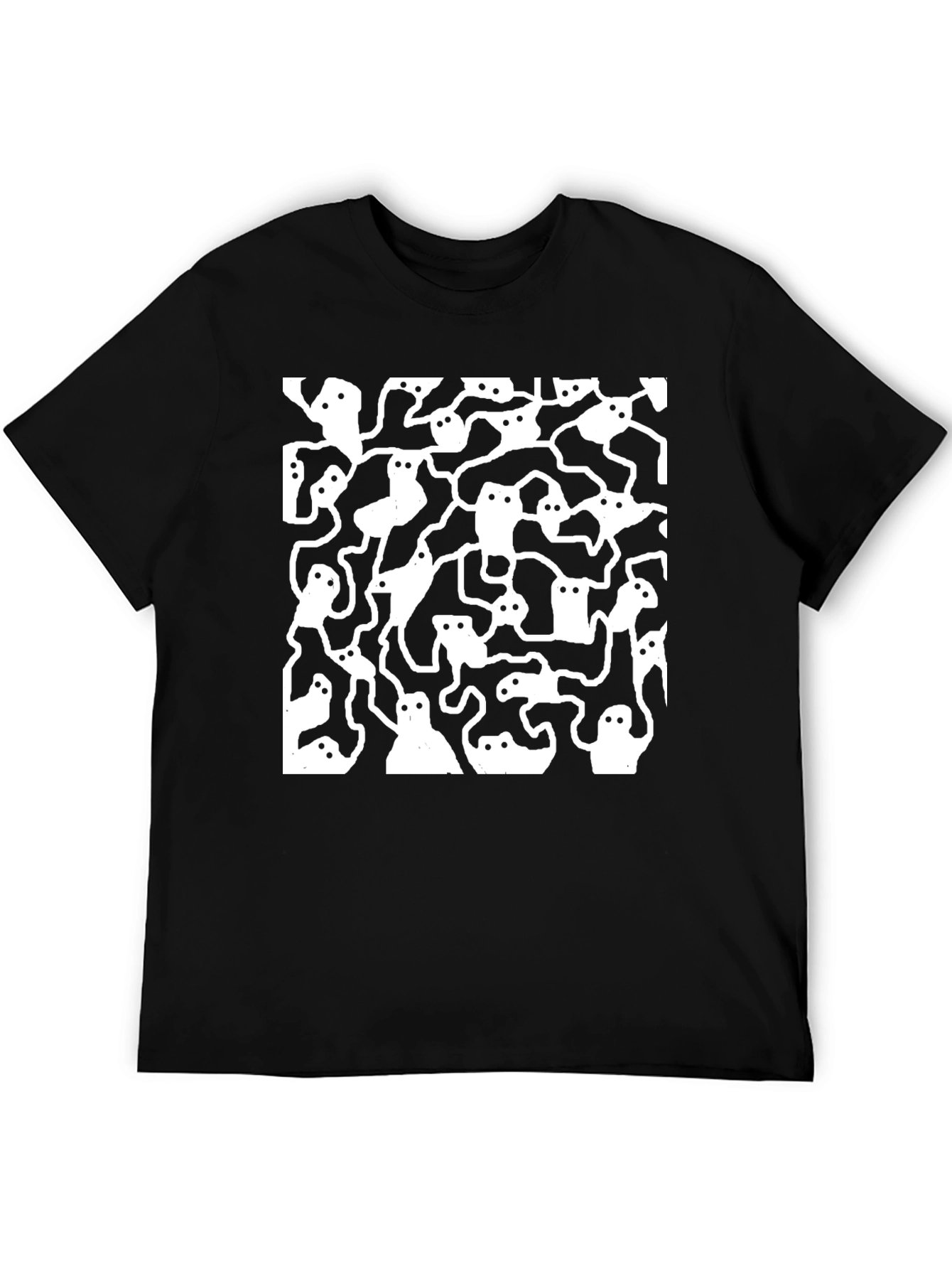 Black Ghost Pattern Black T-Shirt view 5