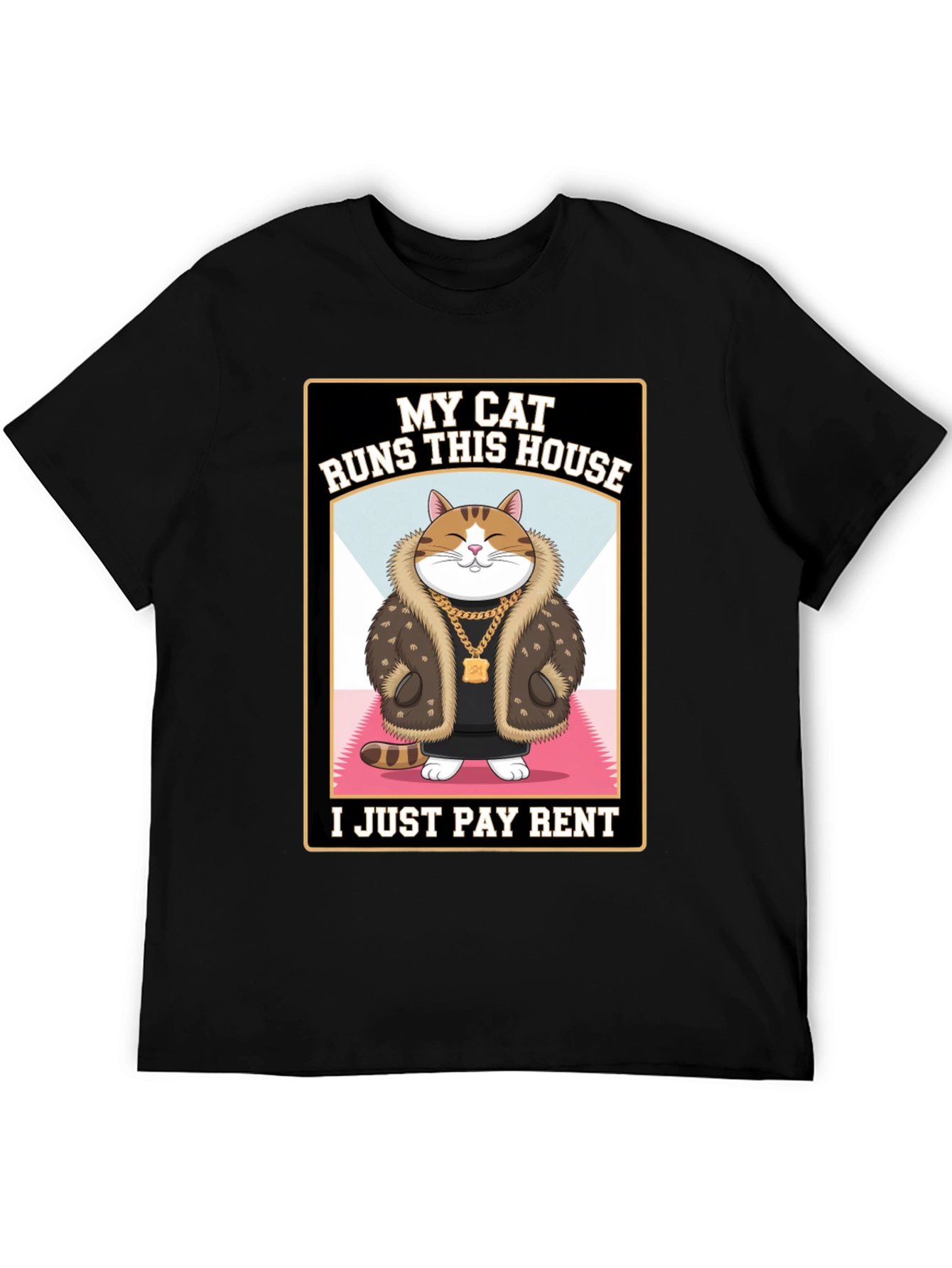 Black My Cat Runs This House T-Shirt Funny Cat Lover view 5