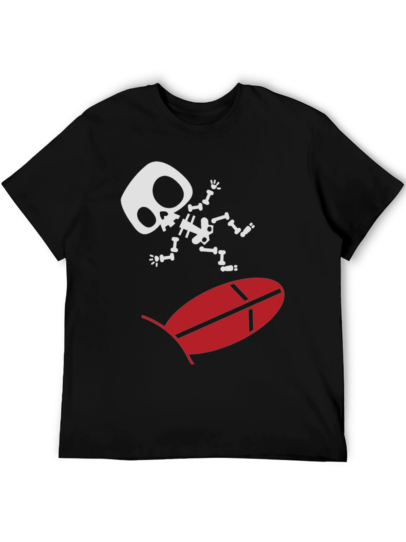 Black Skeleton Surfing T-Shirt - Quirky Graphic Tee view 5