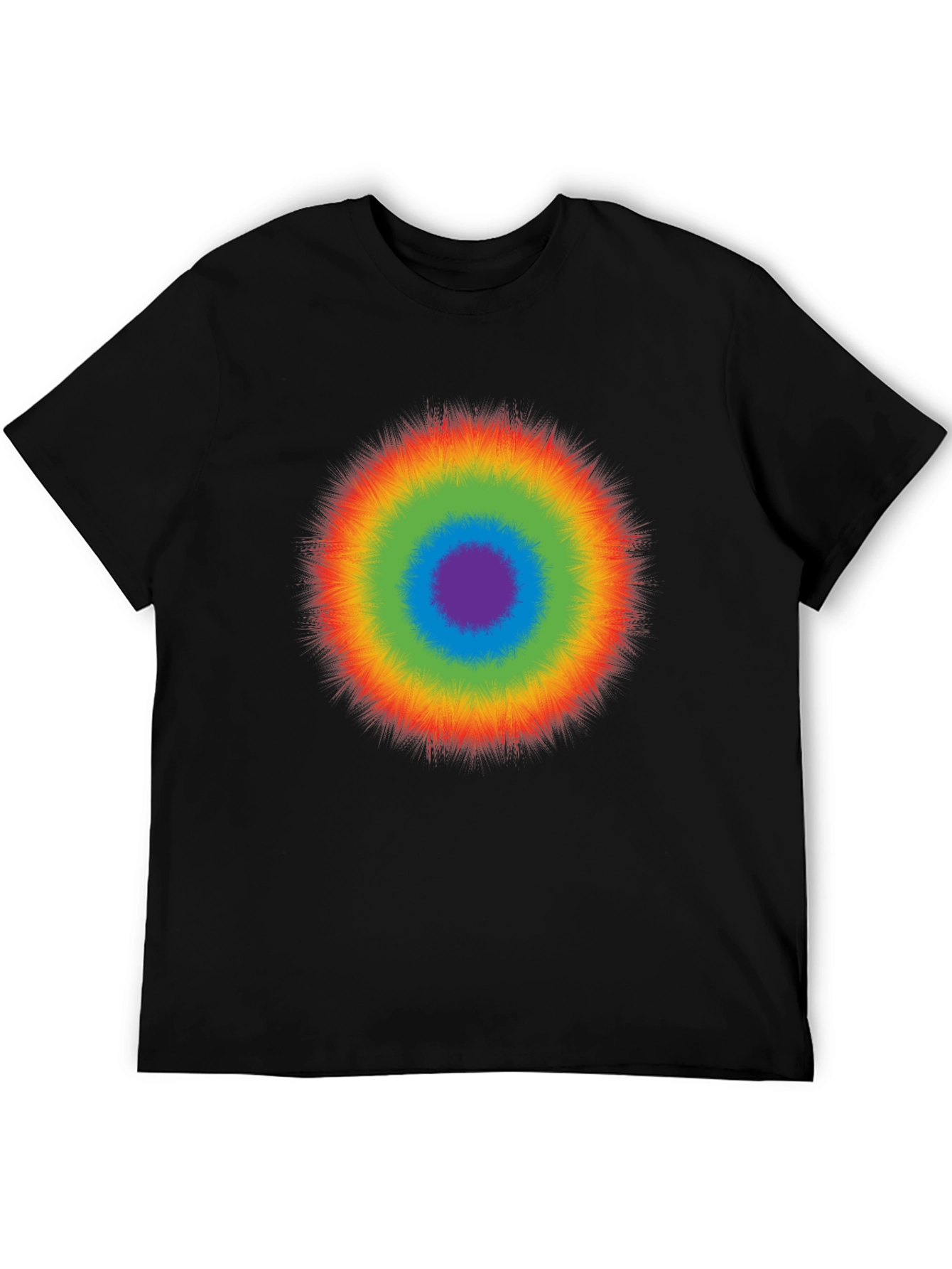 Black Rainbow Burst Graphic T-Shirt - Casual Cotton Tee view 5