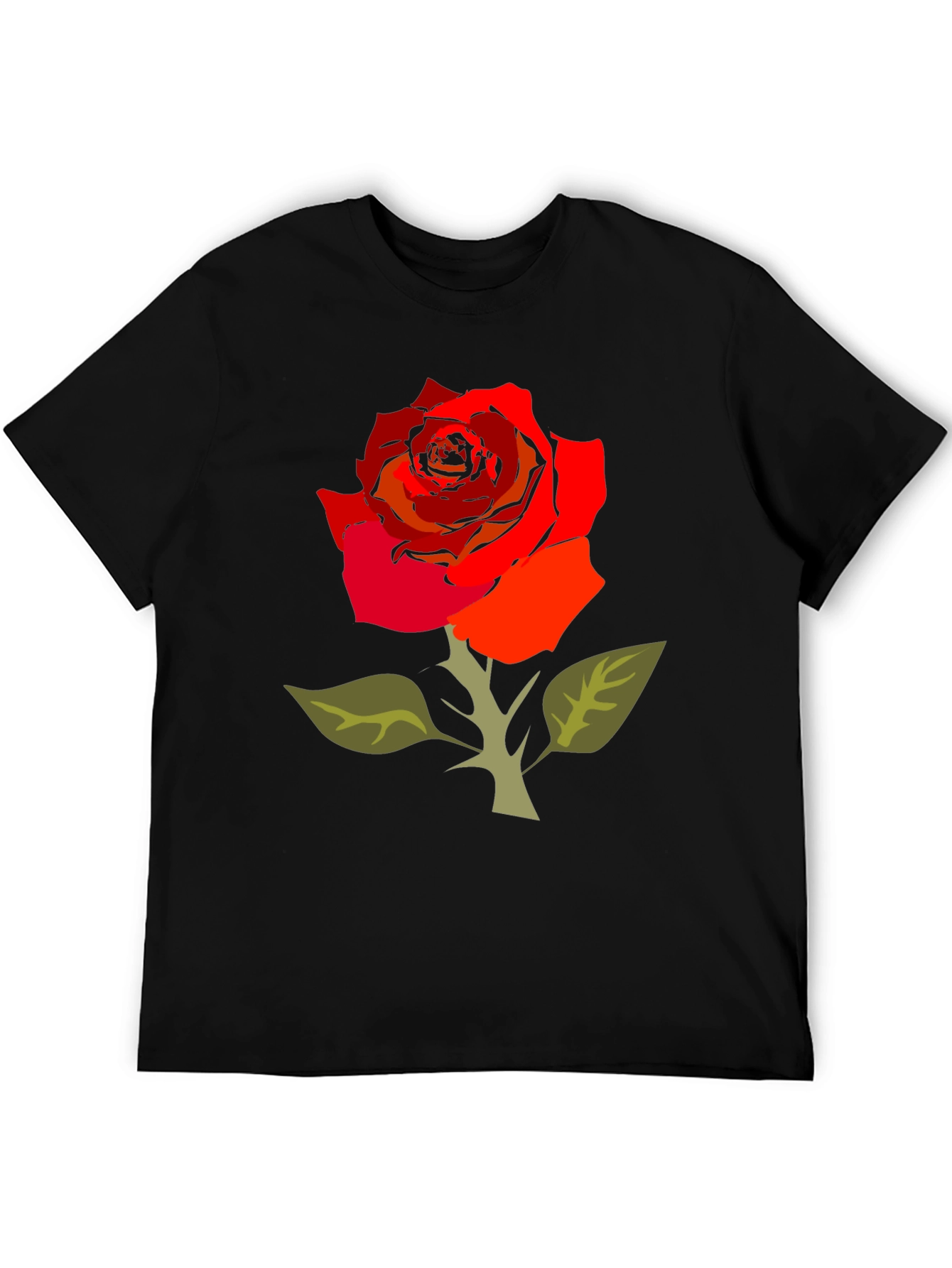 Black Bold Rose Graphic Tee - Black Cotton Blend view 5
