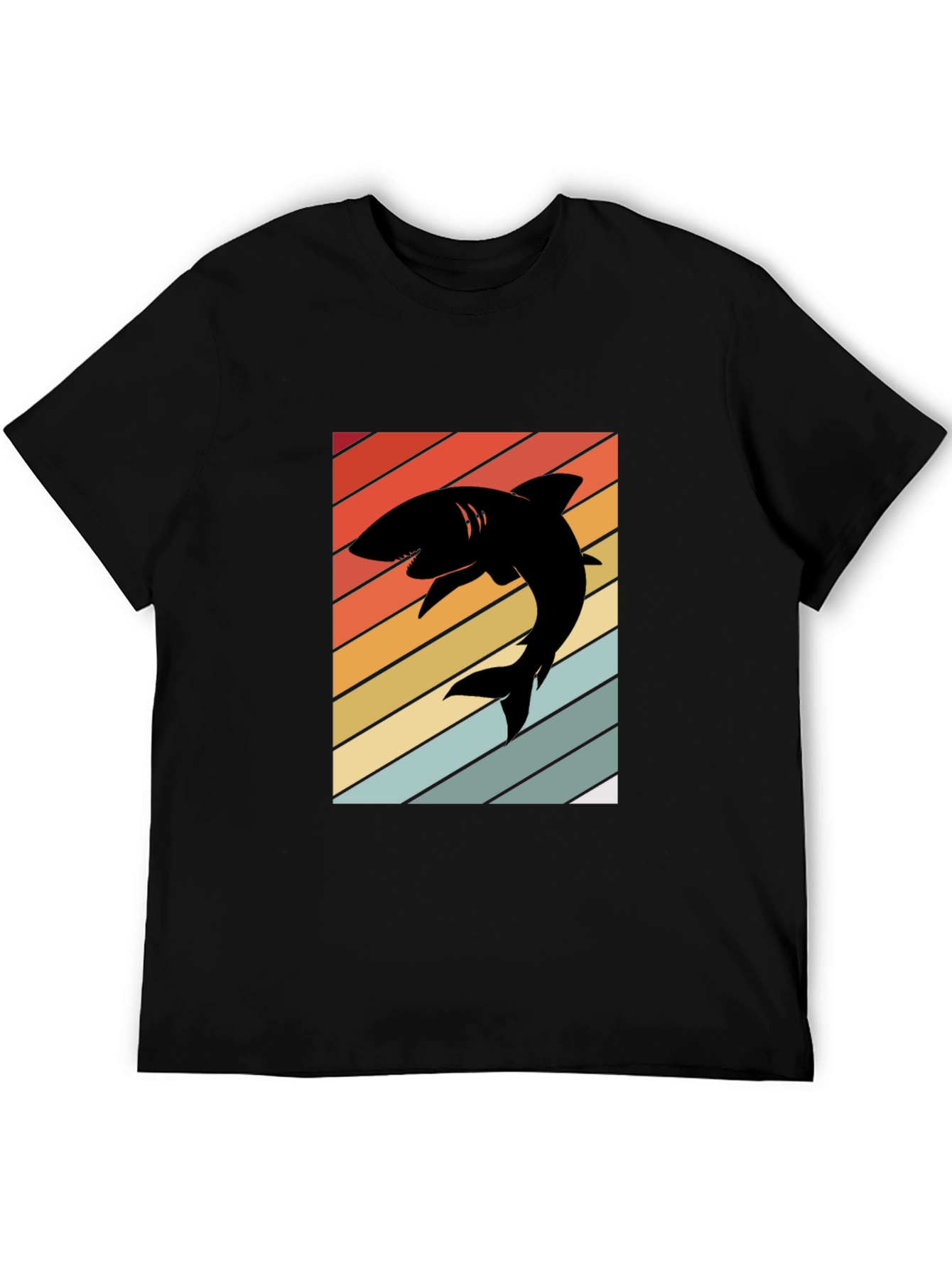 Black Retro Shark Silhouette T-Shirt view 5