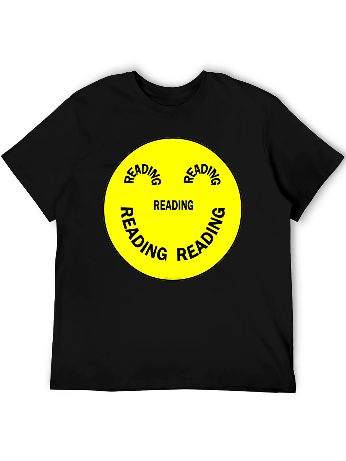 Black Reading Smiley Face Graphic T-Shirt view 5